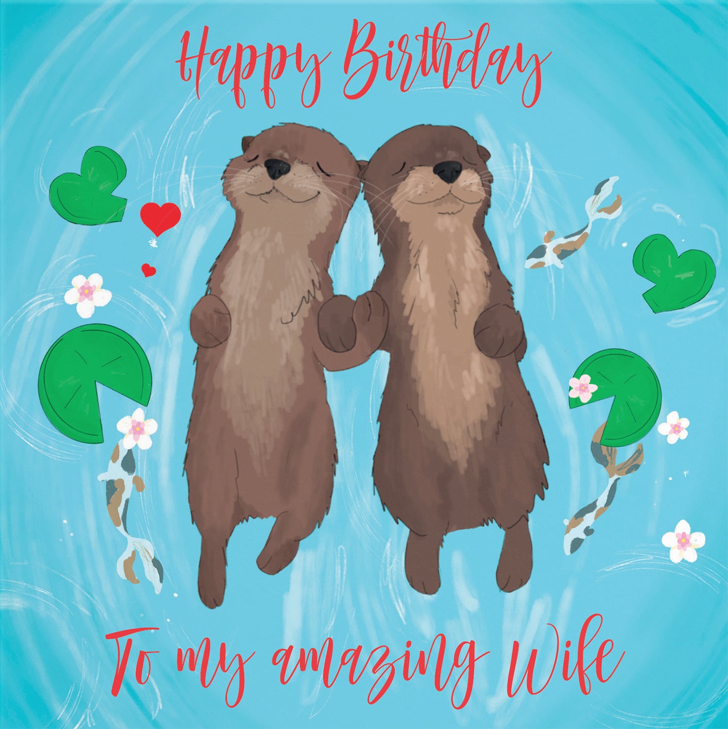 Wife Otters Birthday Card Cute Animals - Default Title (B0B46L47WC)