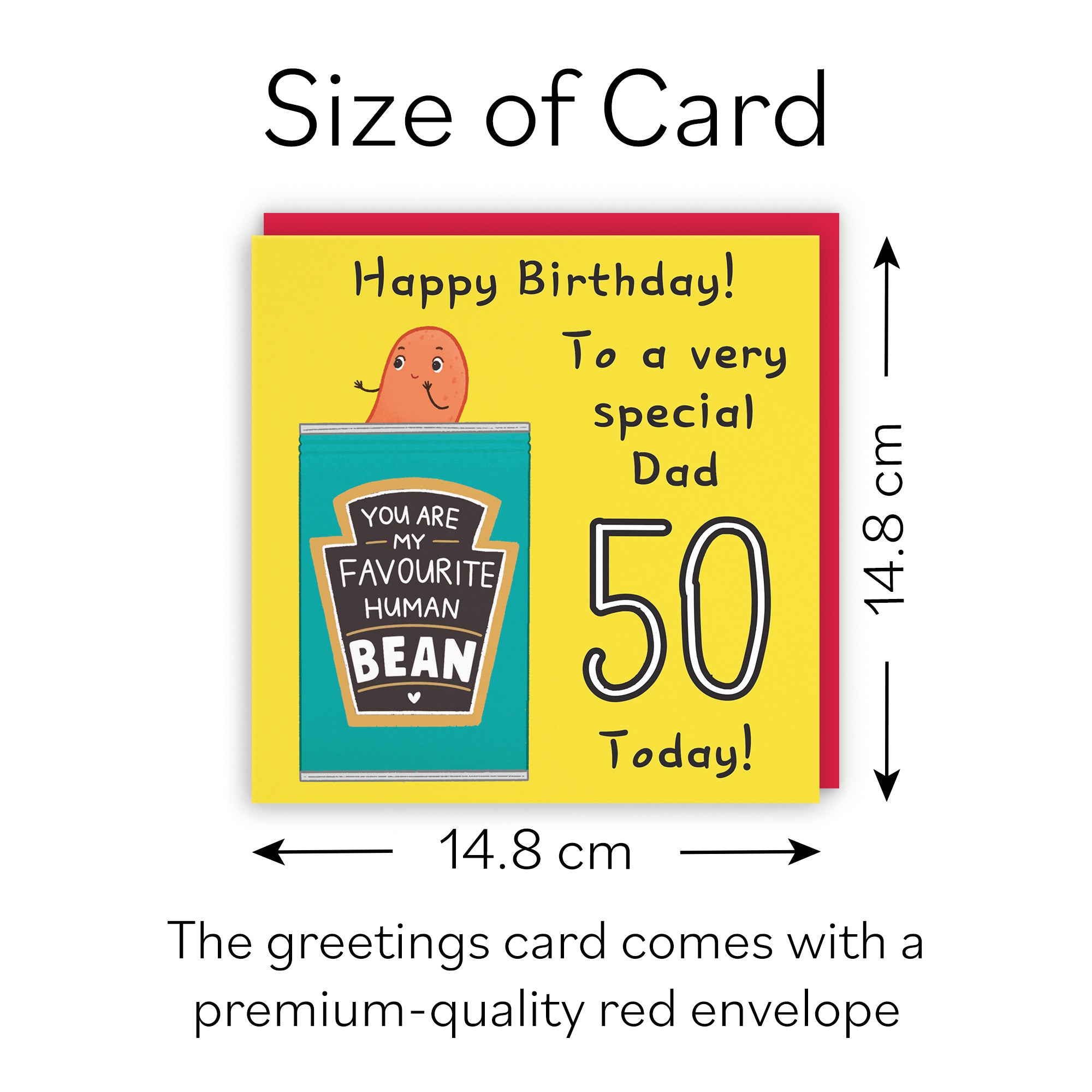 50th Dad Bean Birthday Card Yellow Iconic - Default Title (B0B46MWFRD)