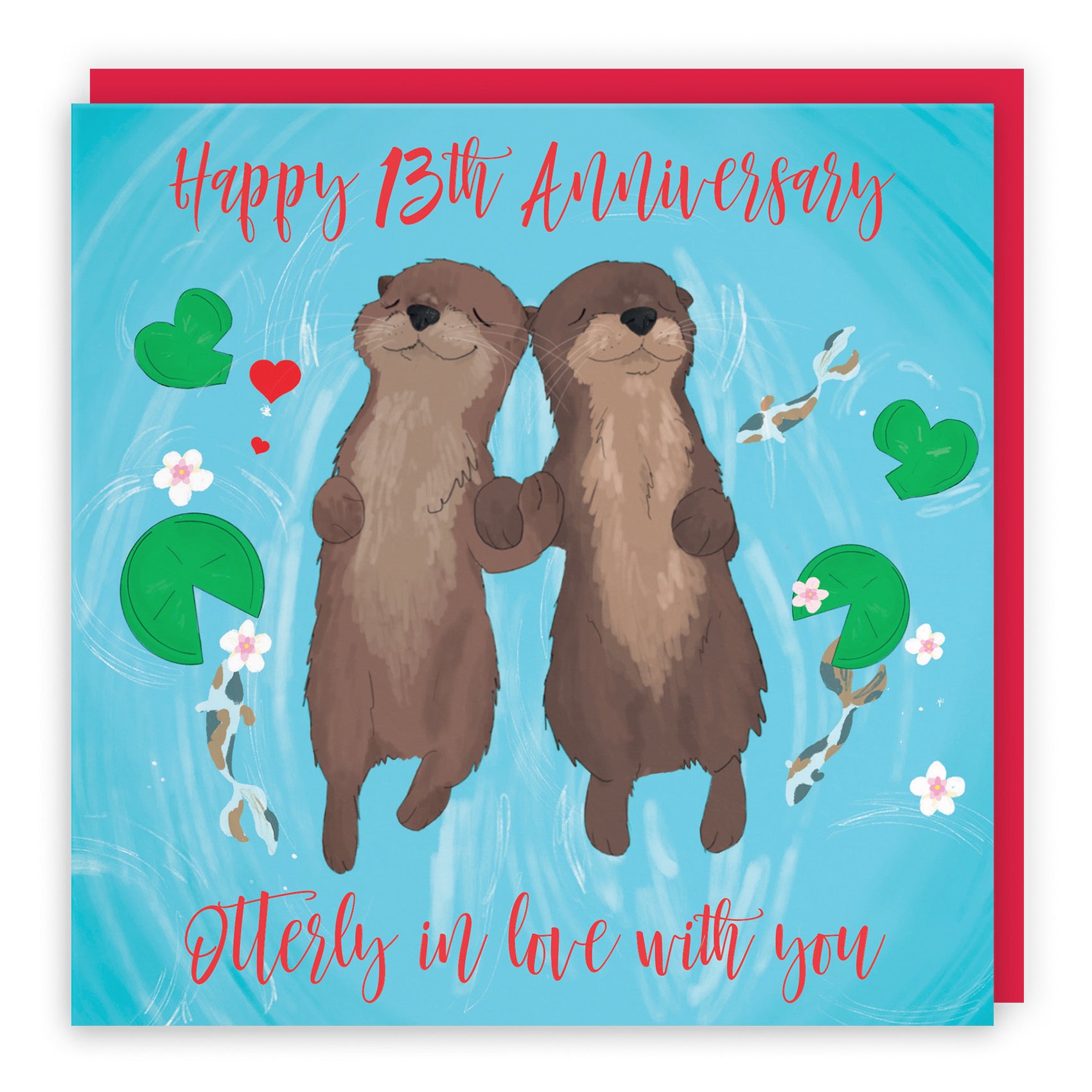 Otters 13th Anniversary Card Cute Animals - Default Title (B0B51W5Y5Z)
