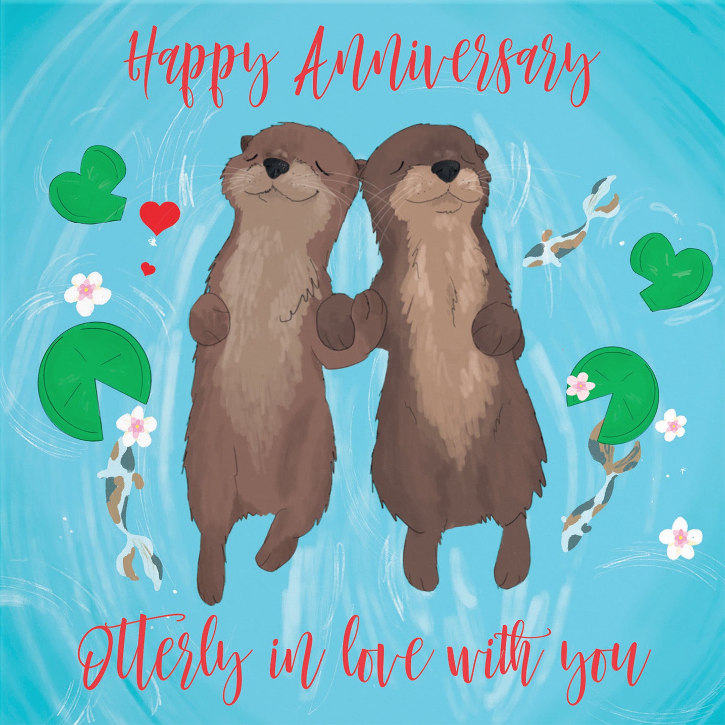 Romantic Otters Anniversary Card Cute Animals - Default Title (B0B51Y8N3N)