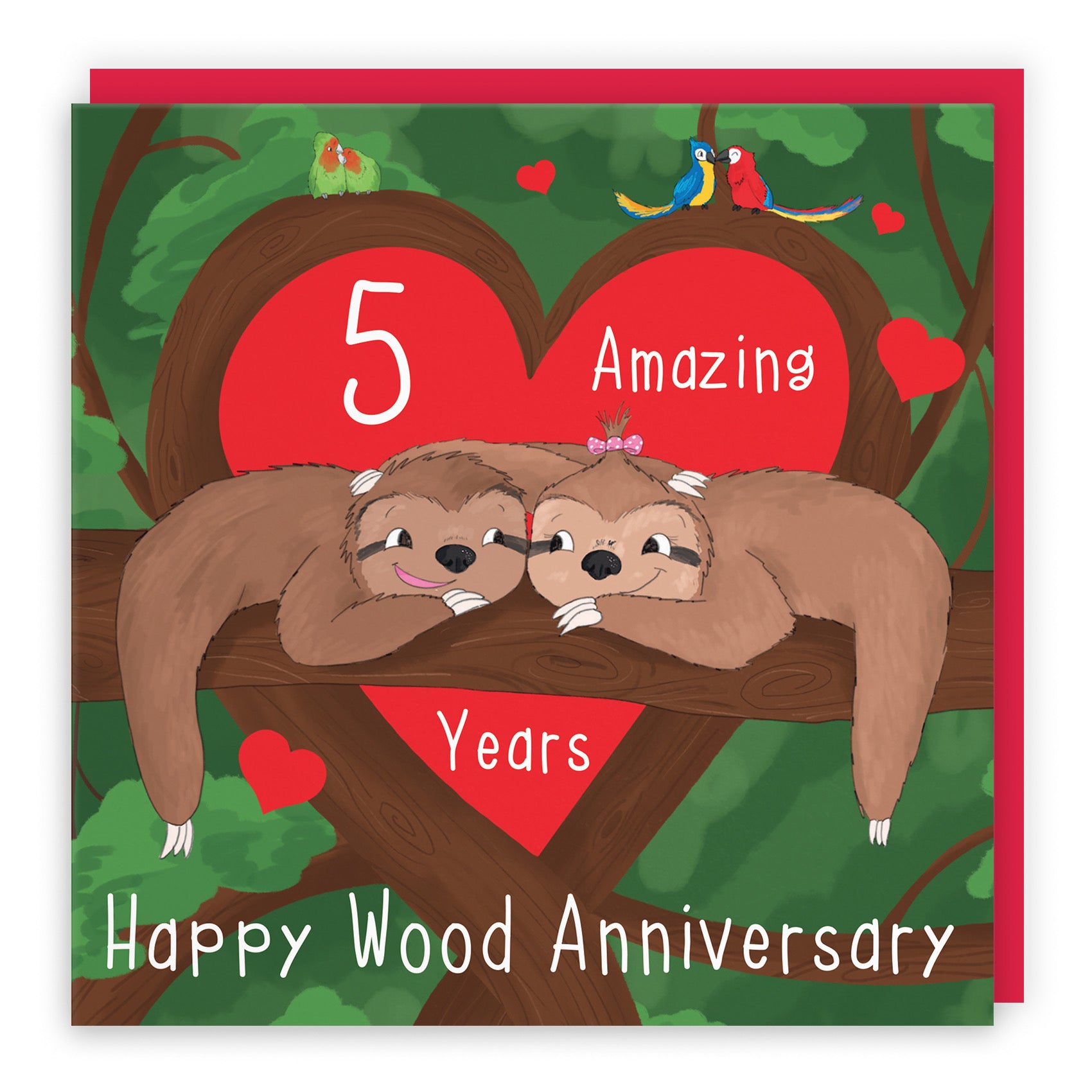 Sloths 5th Anniversary Card Cute Animals - Default Title (B0B51YJS69)