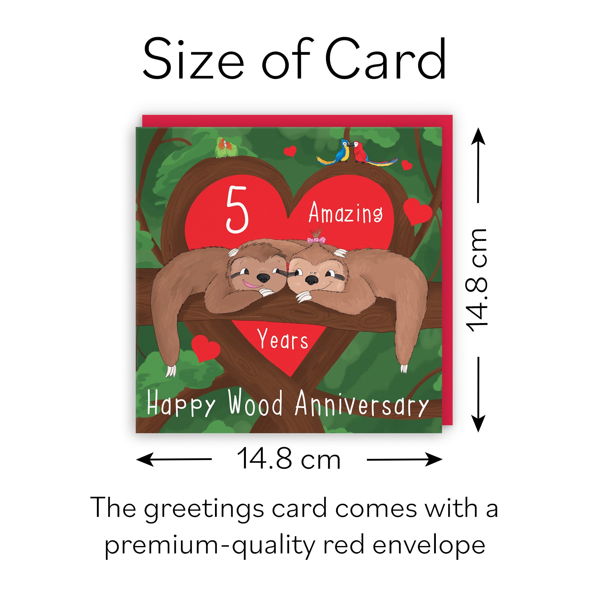 Sloths 5th Anniversary Card Cute Animals - Default Title (B0B51YJS69)