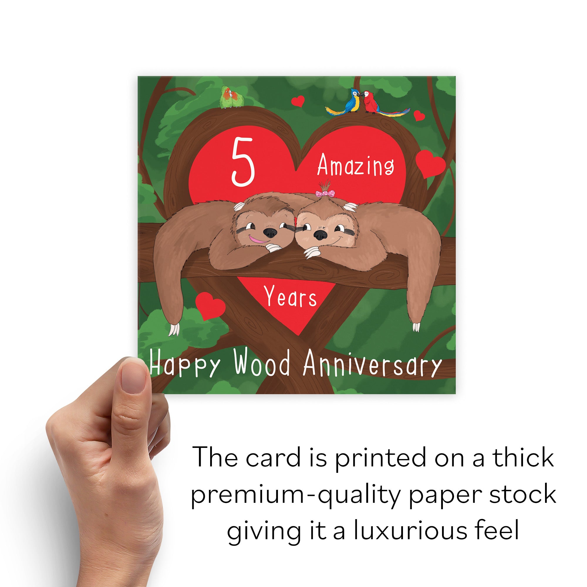 Sloths 5th Anniversary Card Cute Animals - Default Title (B0B51YJS69)