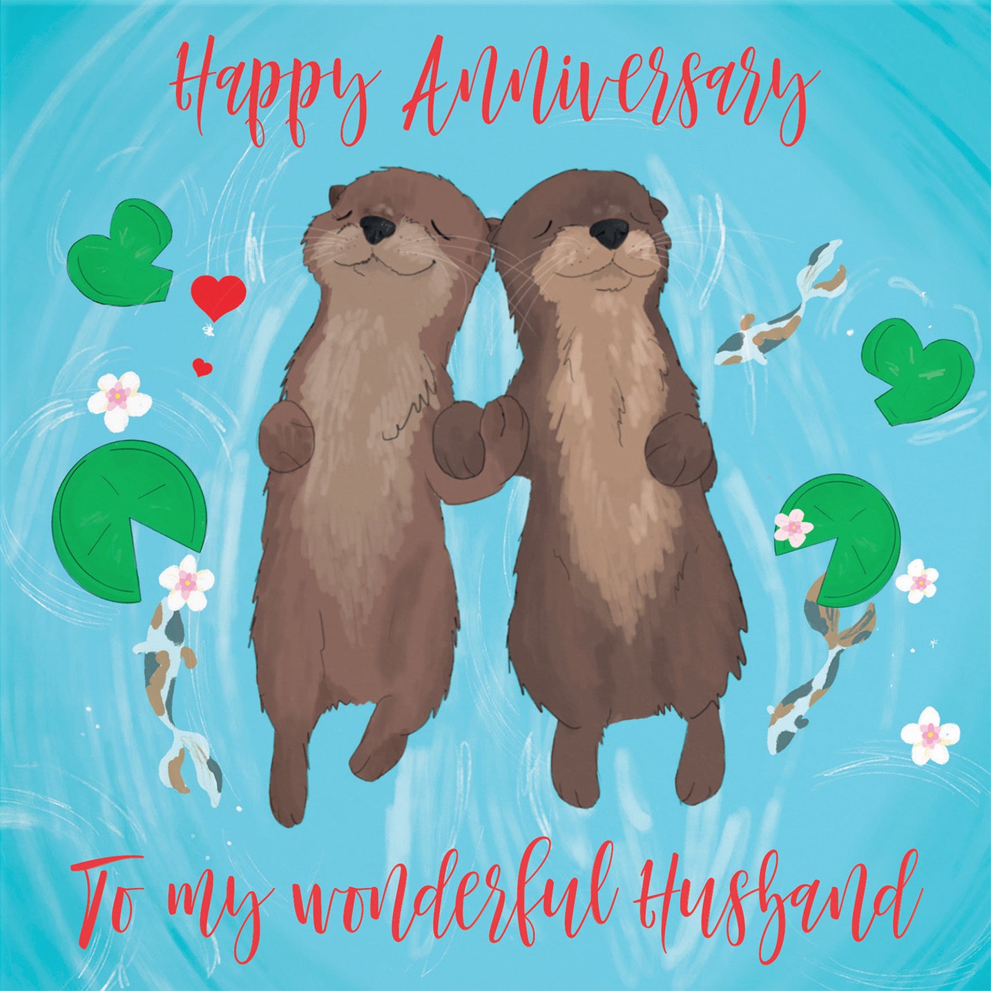 Husband Otters Anniversary Card Cute Animals - Default Title (B0B51Z2PF3)