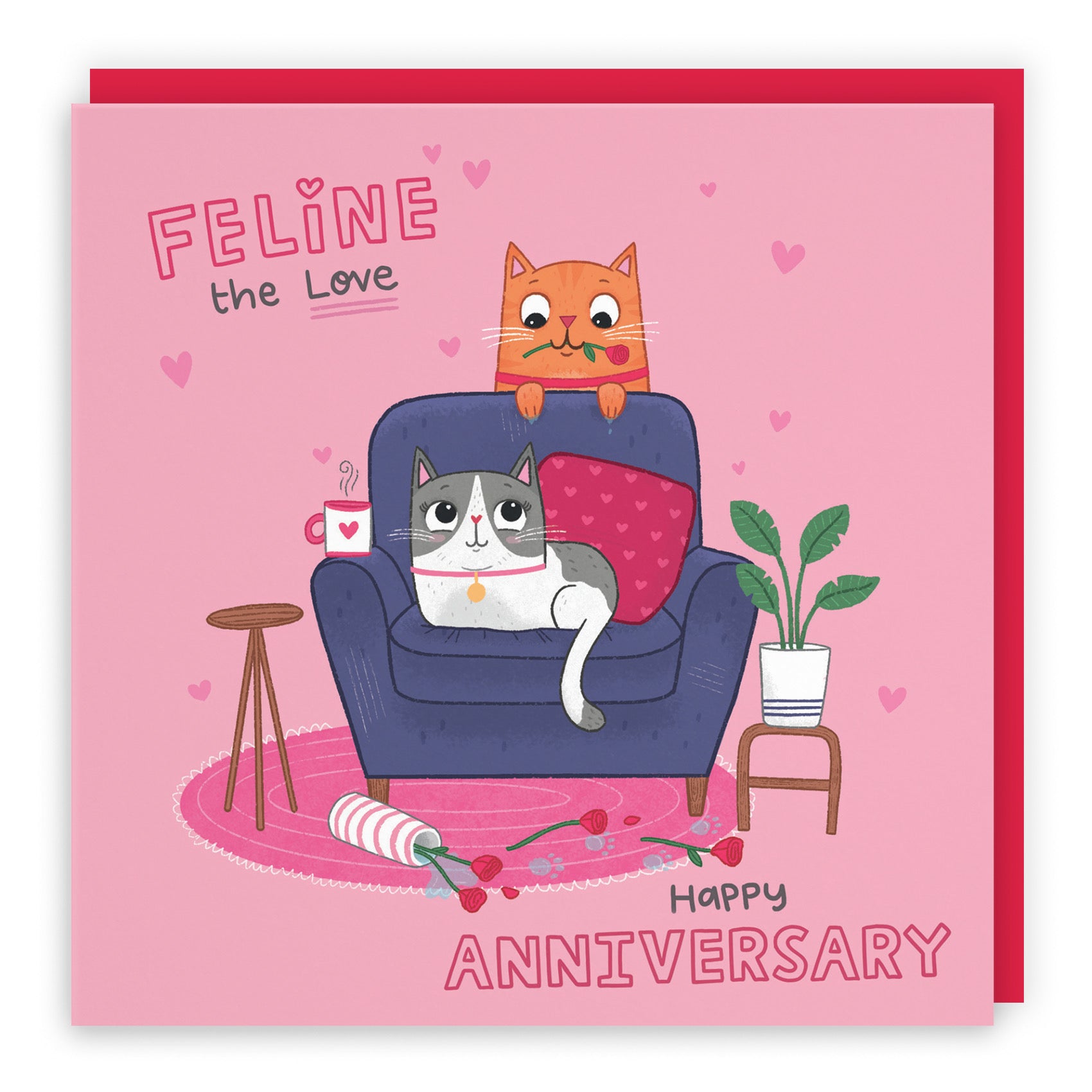 Romantic Cat Anniversary Card Iconic - Default Title (B0B5216GKM)