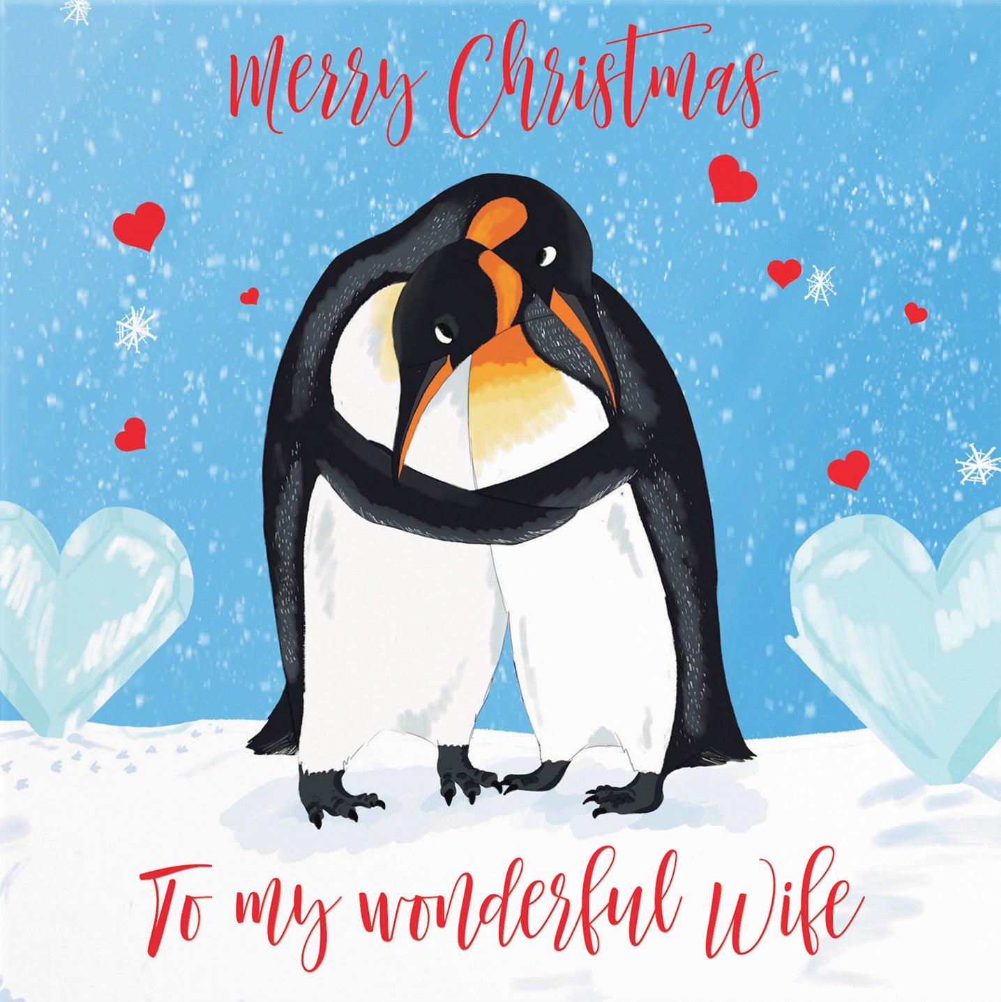 Wife Penguins Christmas Card Cute Animals - Default Title (B0B53L9LTZ)