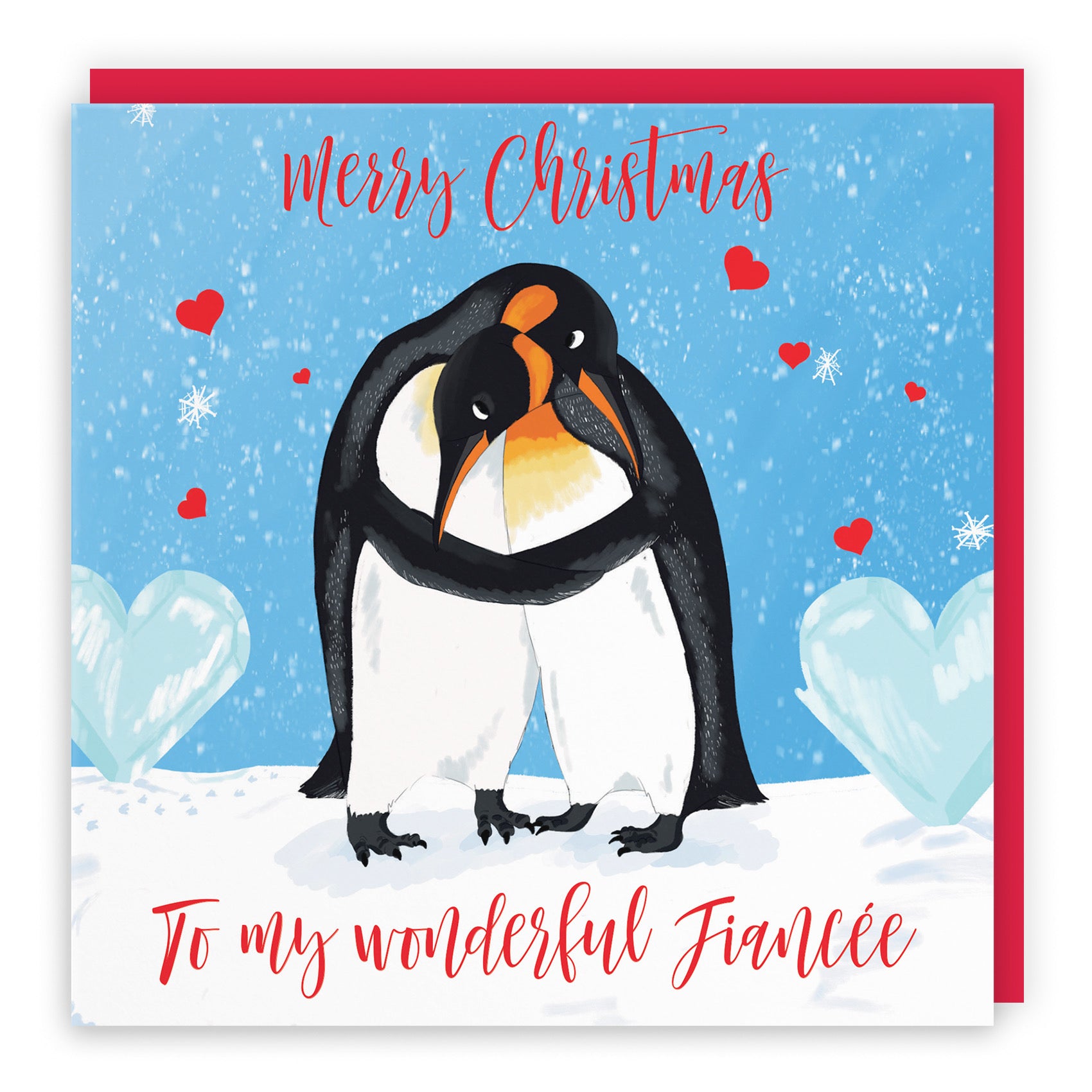 Fiancée Penguins Christmas Card Cute Animals - Default Title (B0B53MKLJK)