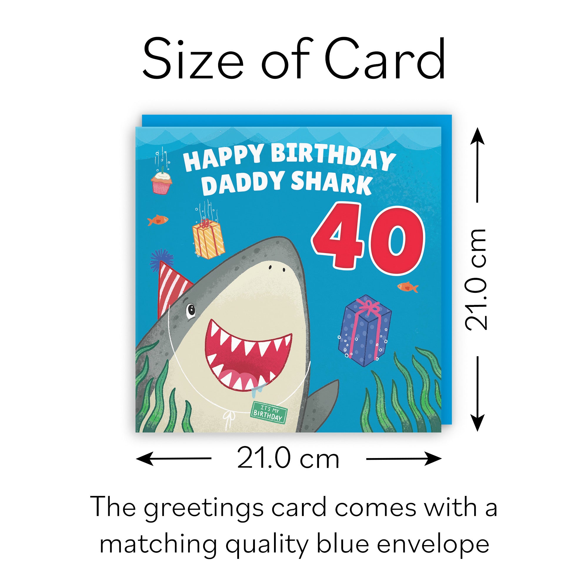 Large Daddy 40th Cute Shark Birthday Card Ocean - Default Title (B0B69TC8BF)