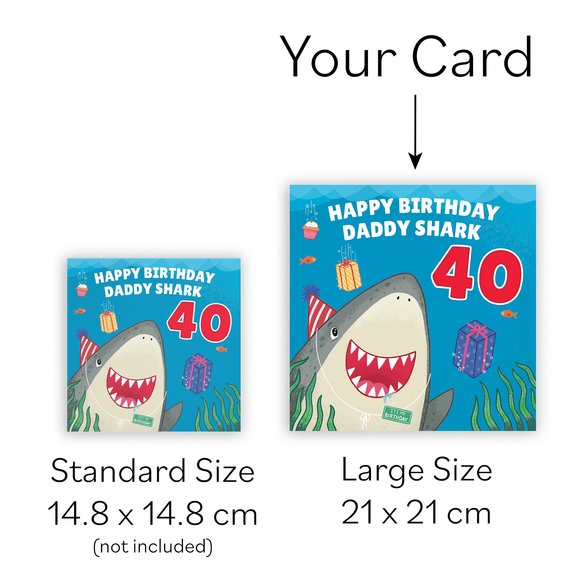 Large Daddy 40th Cute Shark Birthday Card Ocean - Default Title (B0B69TC8BF)