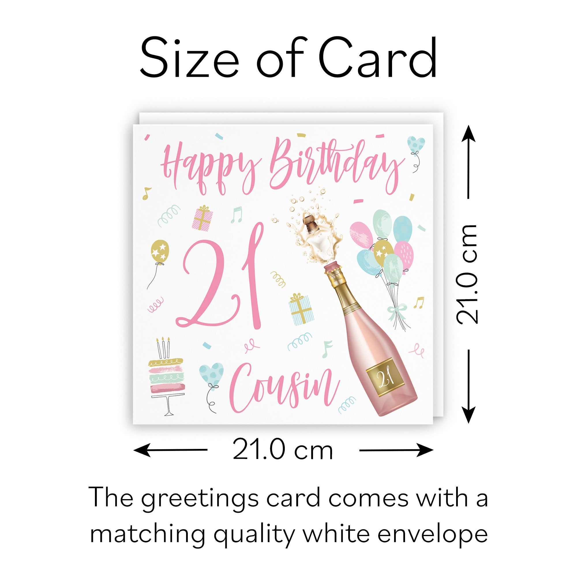 Large Cousin 21st Female Birthday Card Champagne - Default Title (B0B69W23WK)