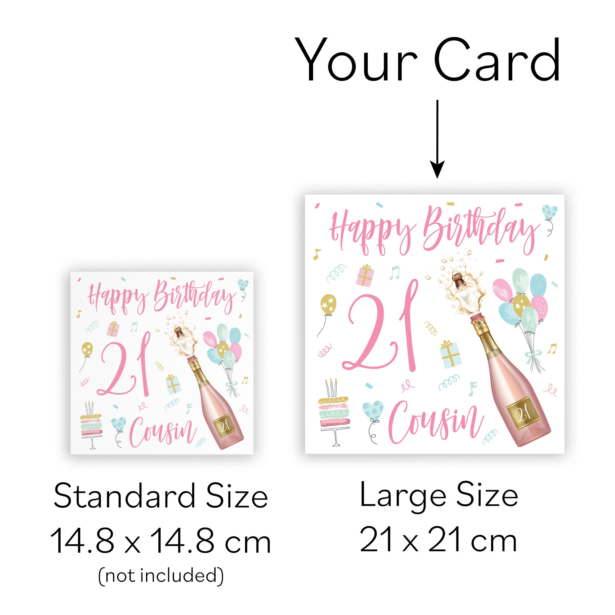 Large Cousin 21st Female Birthday Card Champagne - Default Title (B0B69W23WK)