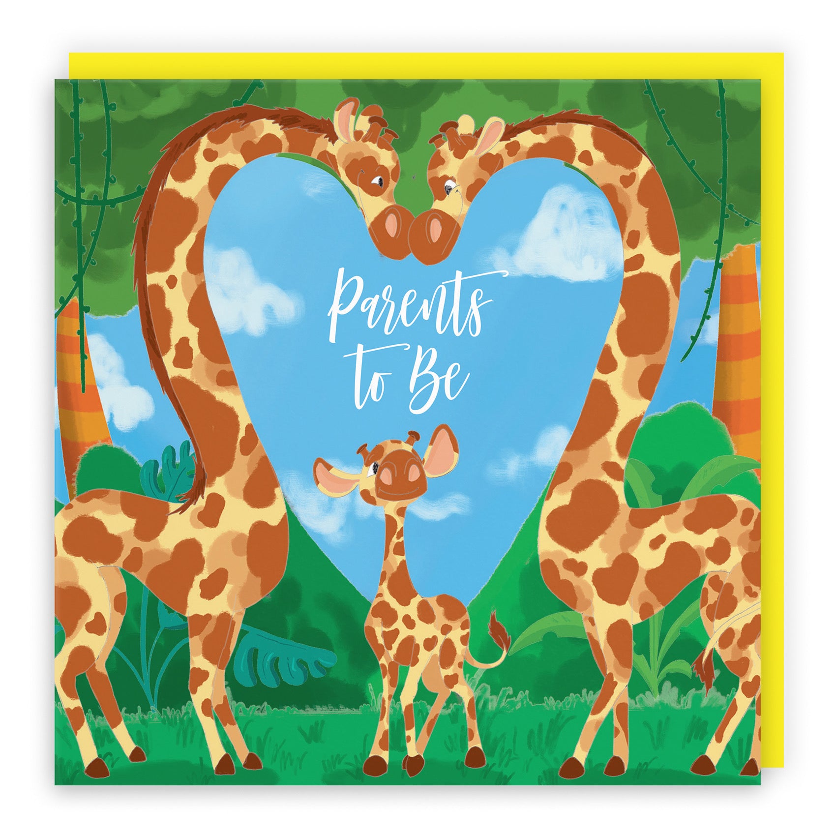 Large Parents To Be Congratulations New Baby Card Cute Giraffes Jungle - Default Title (B0B6WQG9SW)