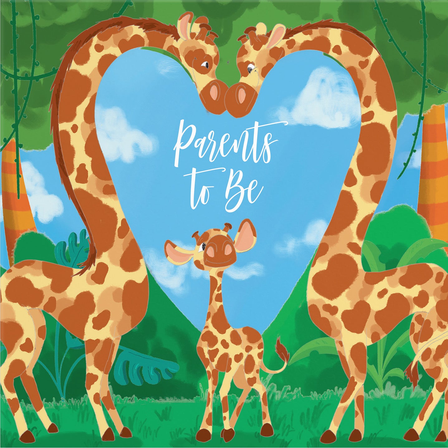 Large Parents To Be Congratulations New Baby Card Cute Giraffes Jungle - Default Title (B0B6WQG9SW)