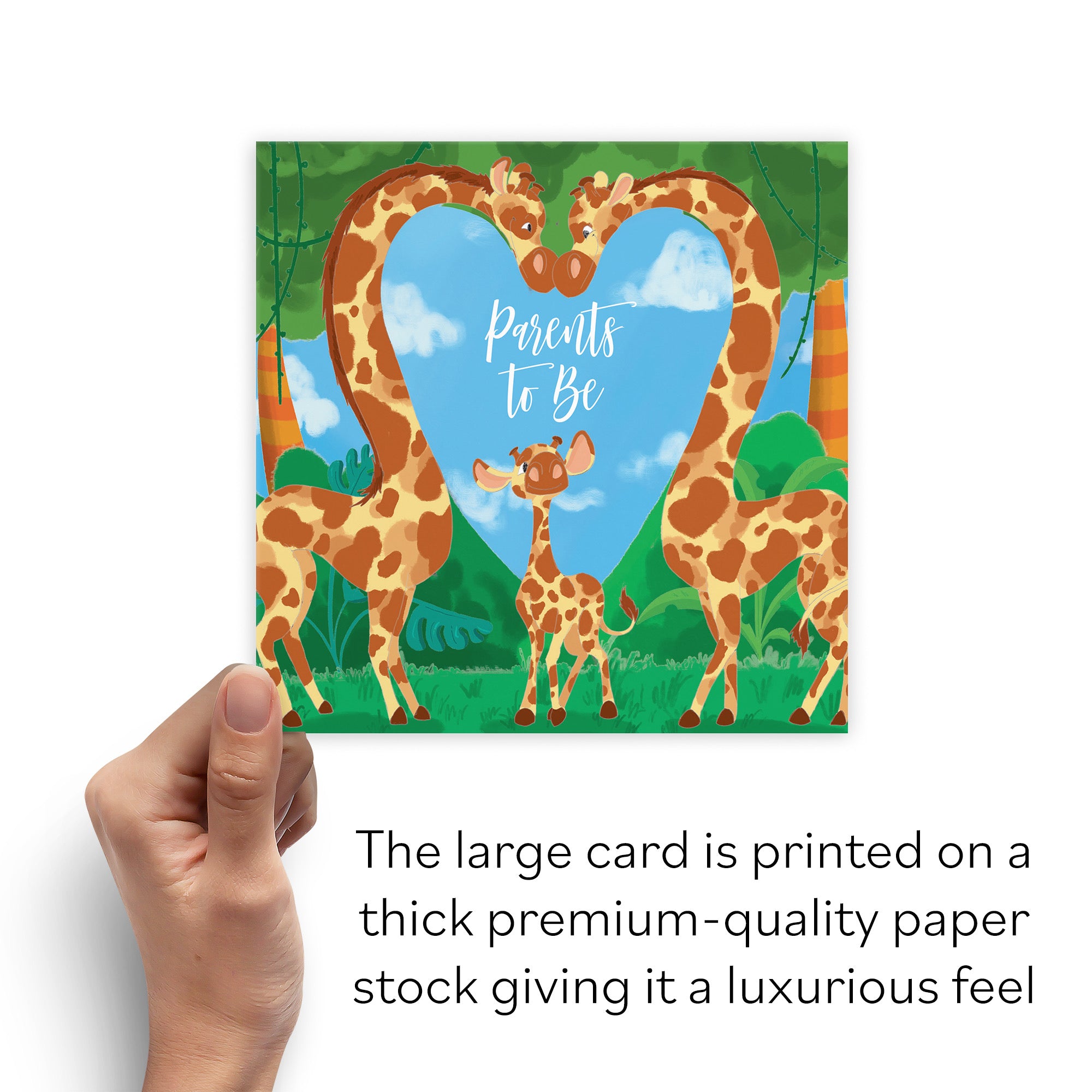 Large Parents To Be Congratulations New Baby Card Cute Giraffes Jungle - Default Title (B0B6WQG9SW)