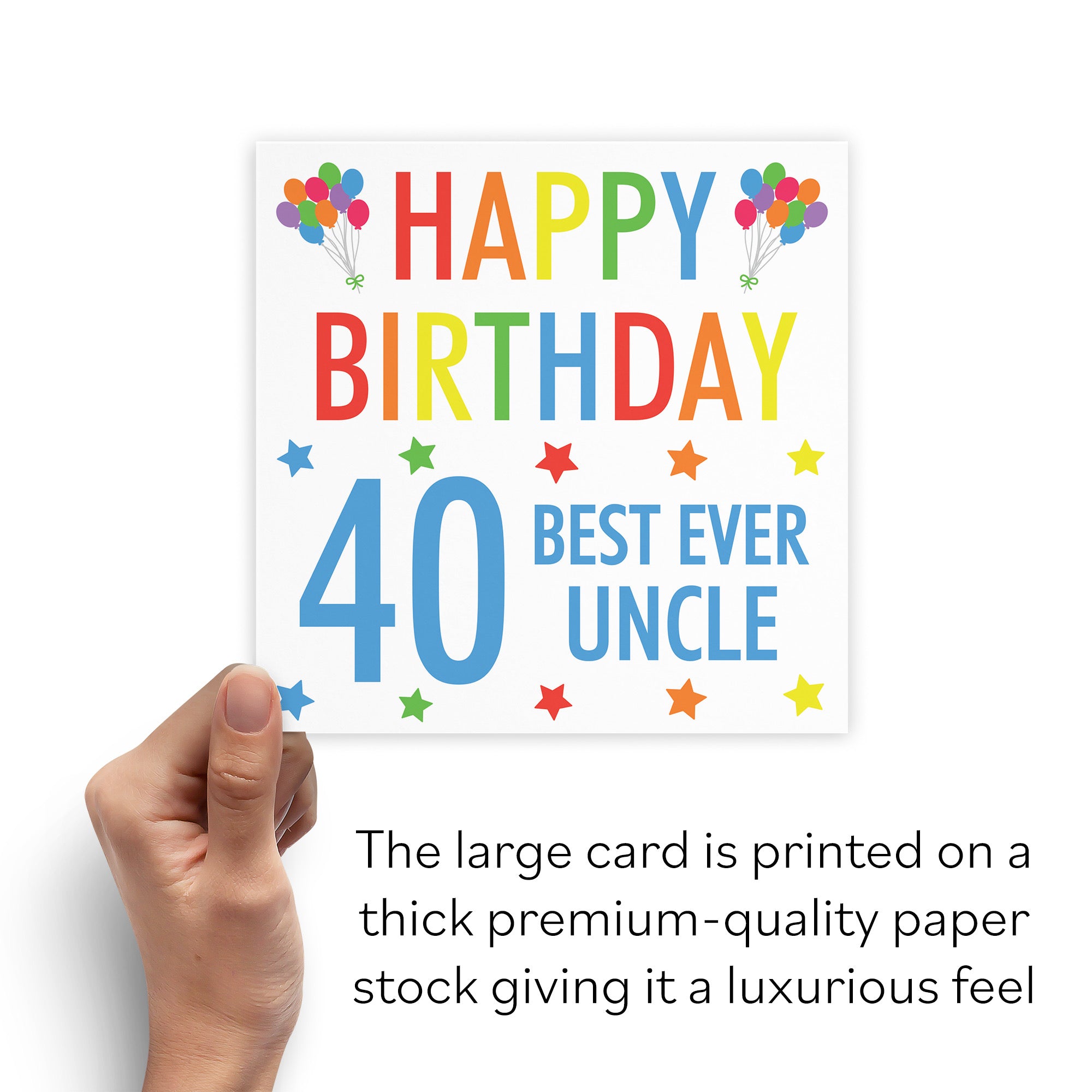 Large Uncle 40th Birthday Card Colourful - Default Title (B0BBMVPNWG)