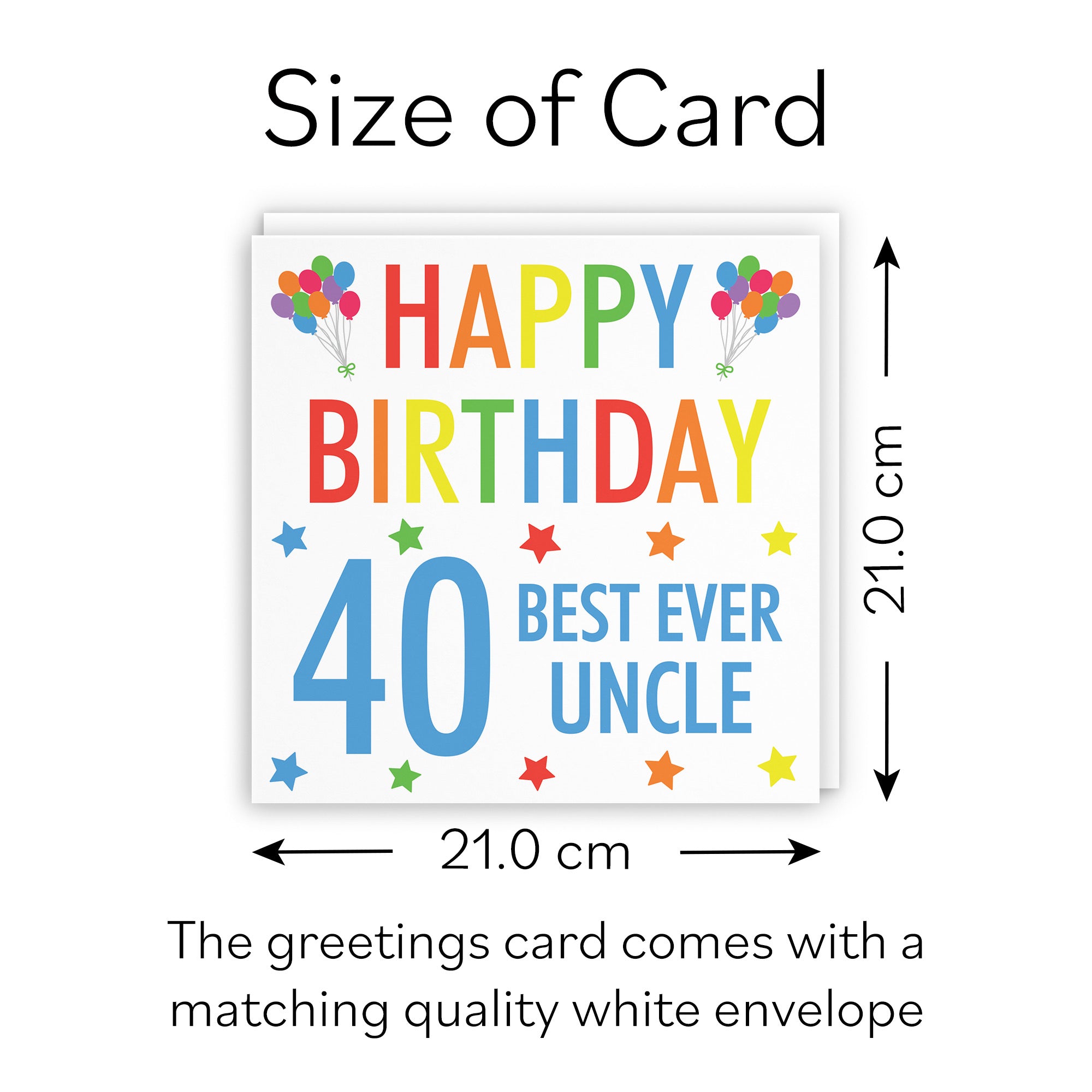 Large Uncle 40th Birthday Card Colourful - Default Title (B0BBMVPNWG)