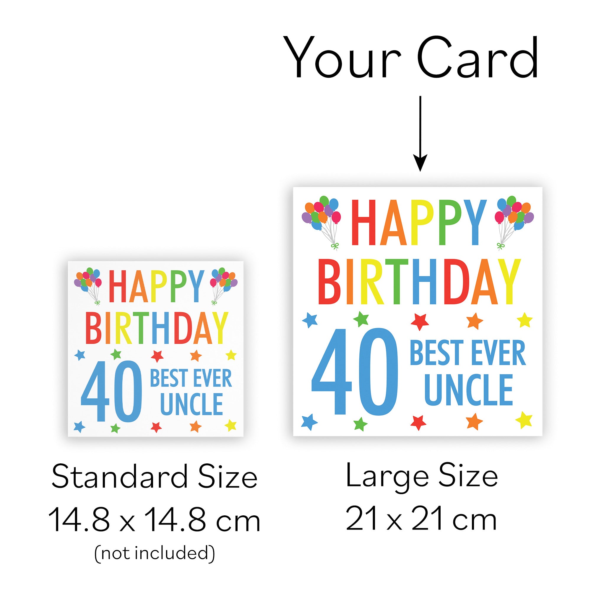 Large Uncle 40th Birthday Card Colourful - Default Title (B0BBMVPNWG)