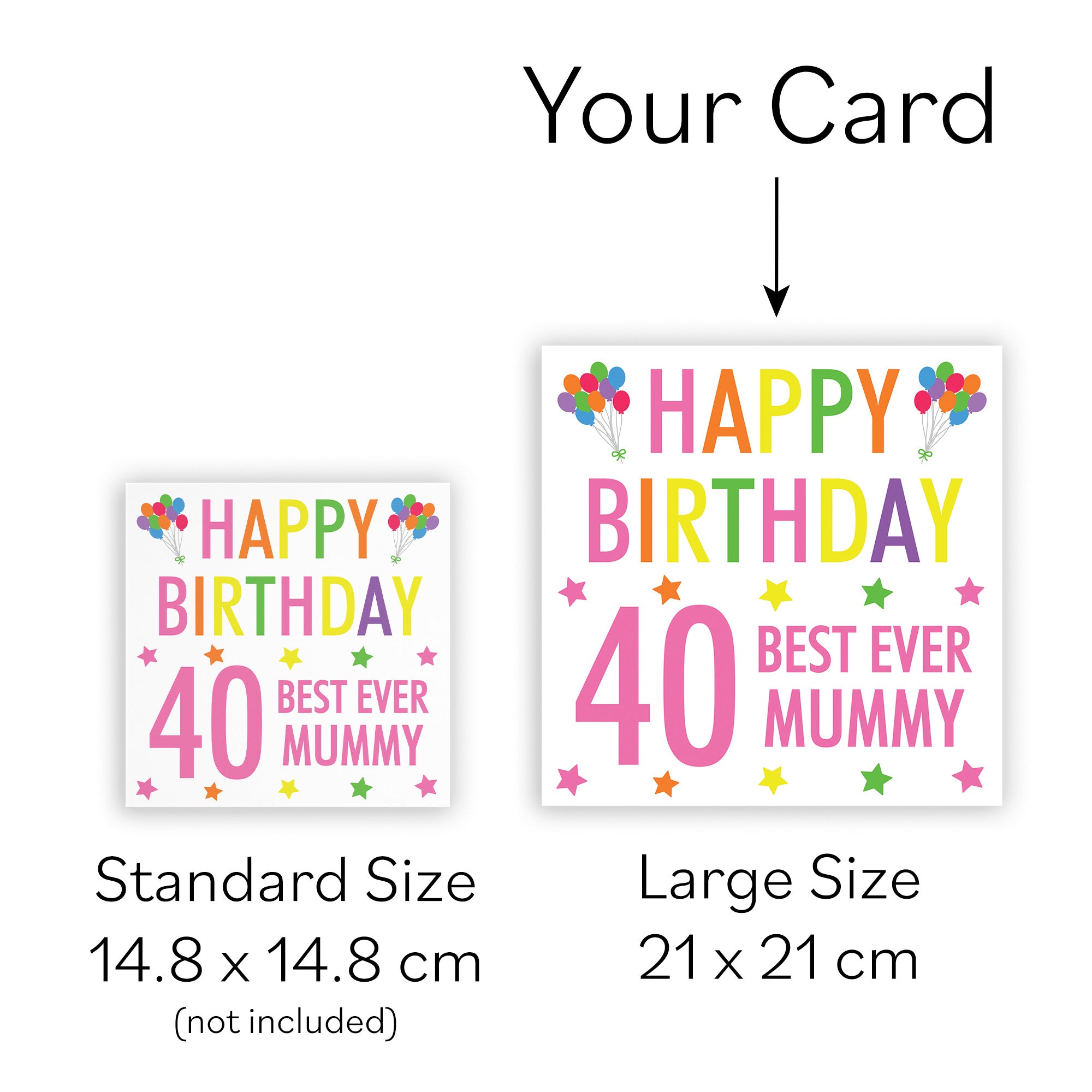 Large Mummy 40th Birthday Card Colourful - Default Title (B0BBMXP1D4)