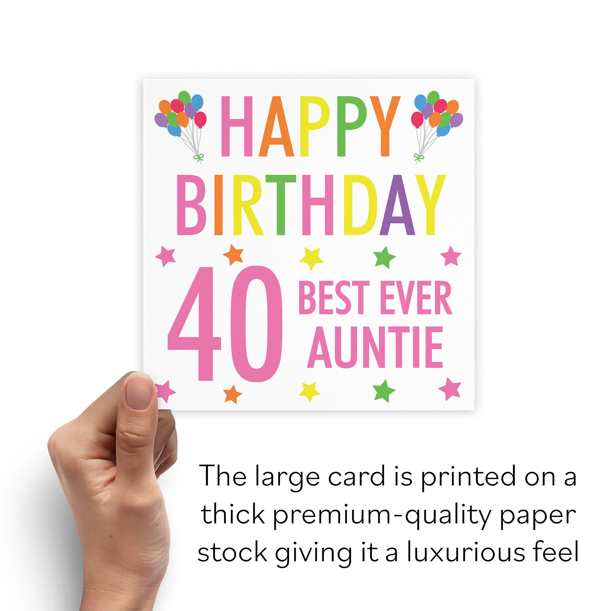 Large Auntie 40th Birthday Card Colourful - Default Title (B0BBMY8HB3)