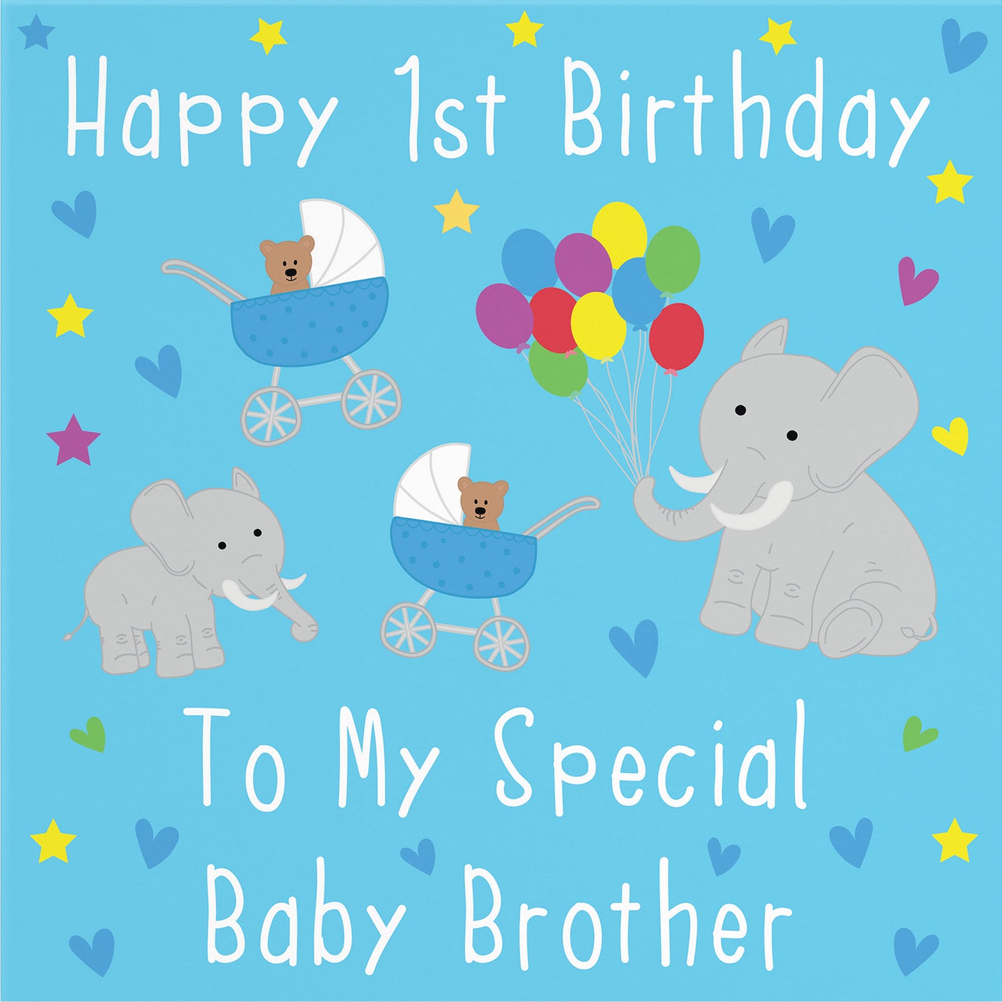 Large Brother 1st Birthday Card Elephants Iconic - Default Title (B0BBNKCD15)