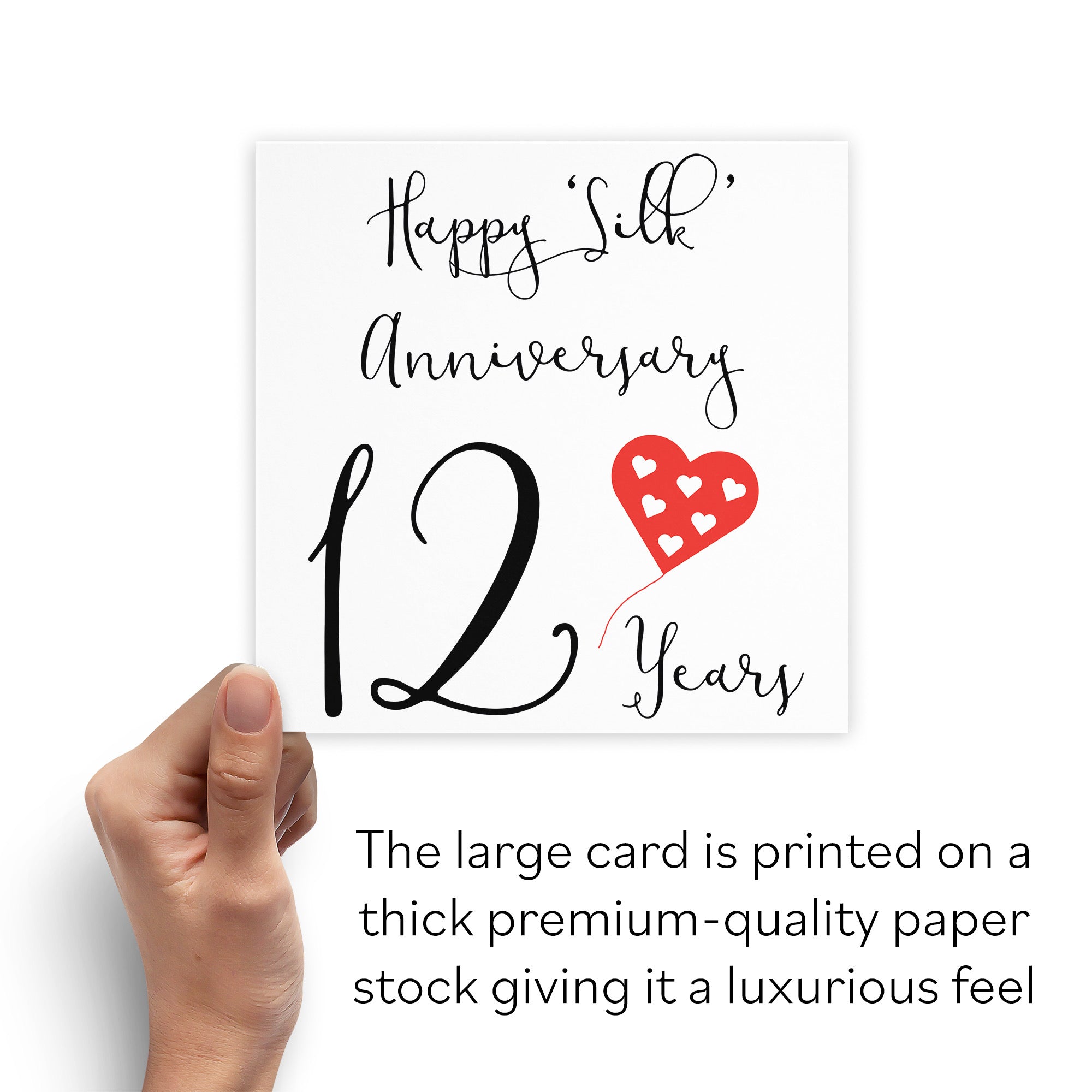 Large 12th Anniversary Card Red Heart - Default Title (B0BBRVLNTF)
