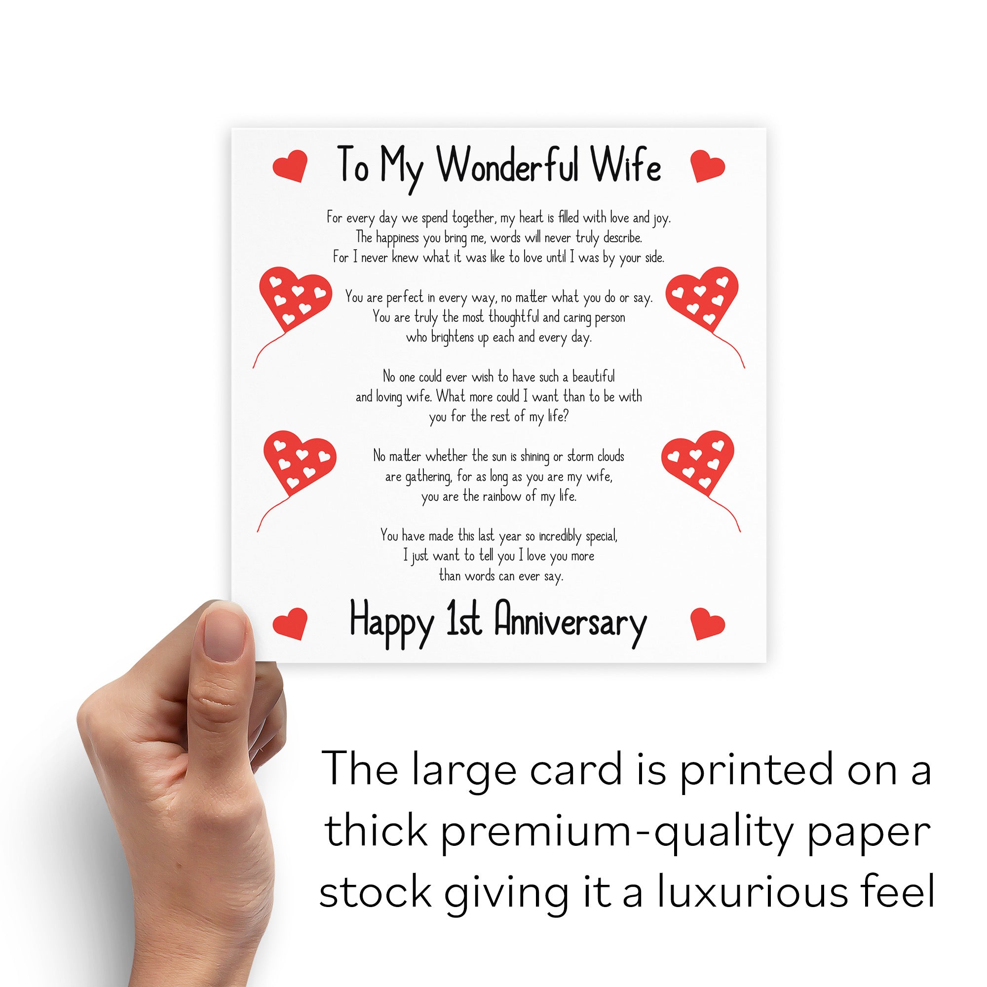 Large Wife 1st Anniversary Card Romantic Verses - Default Title (B0BBRWNK9K)