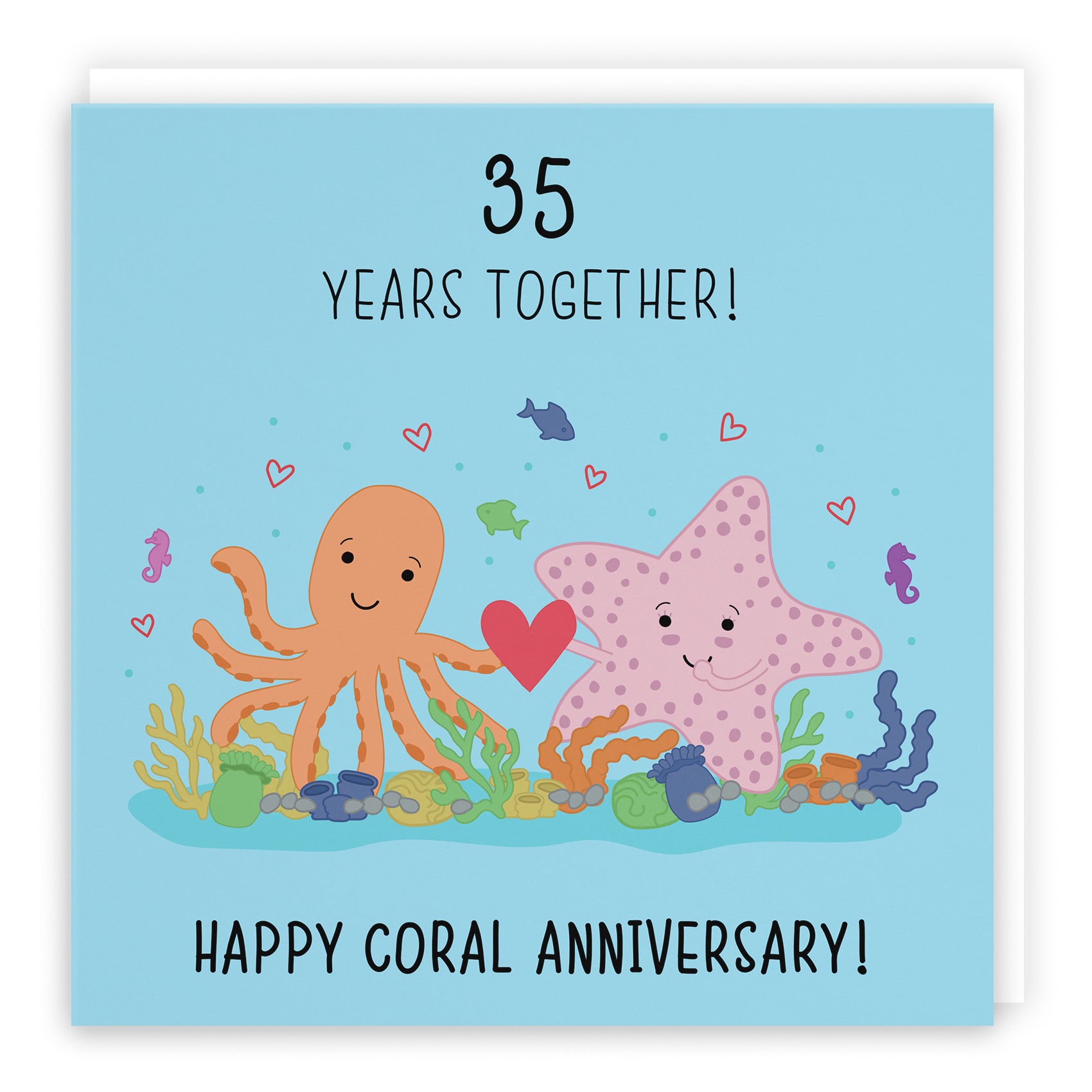 Large 35th Anniversary Card Coral Starfish Iconic - Default Title (B0BBRYFRVB)