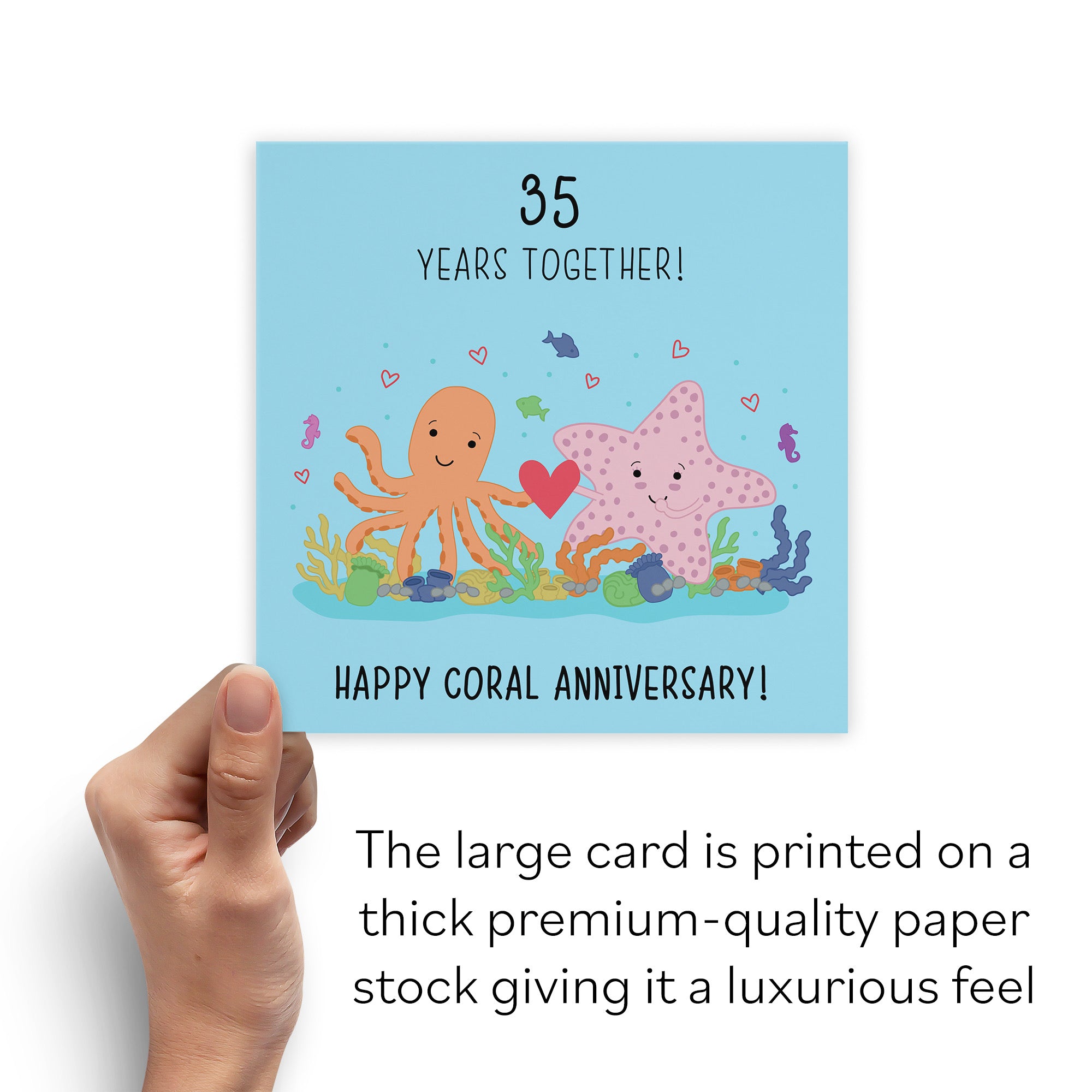 Large 35th Anniversary Card Coral Starfish Iconic - Default Title (B0BBRYFRVB)