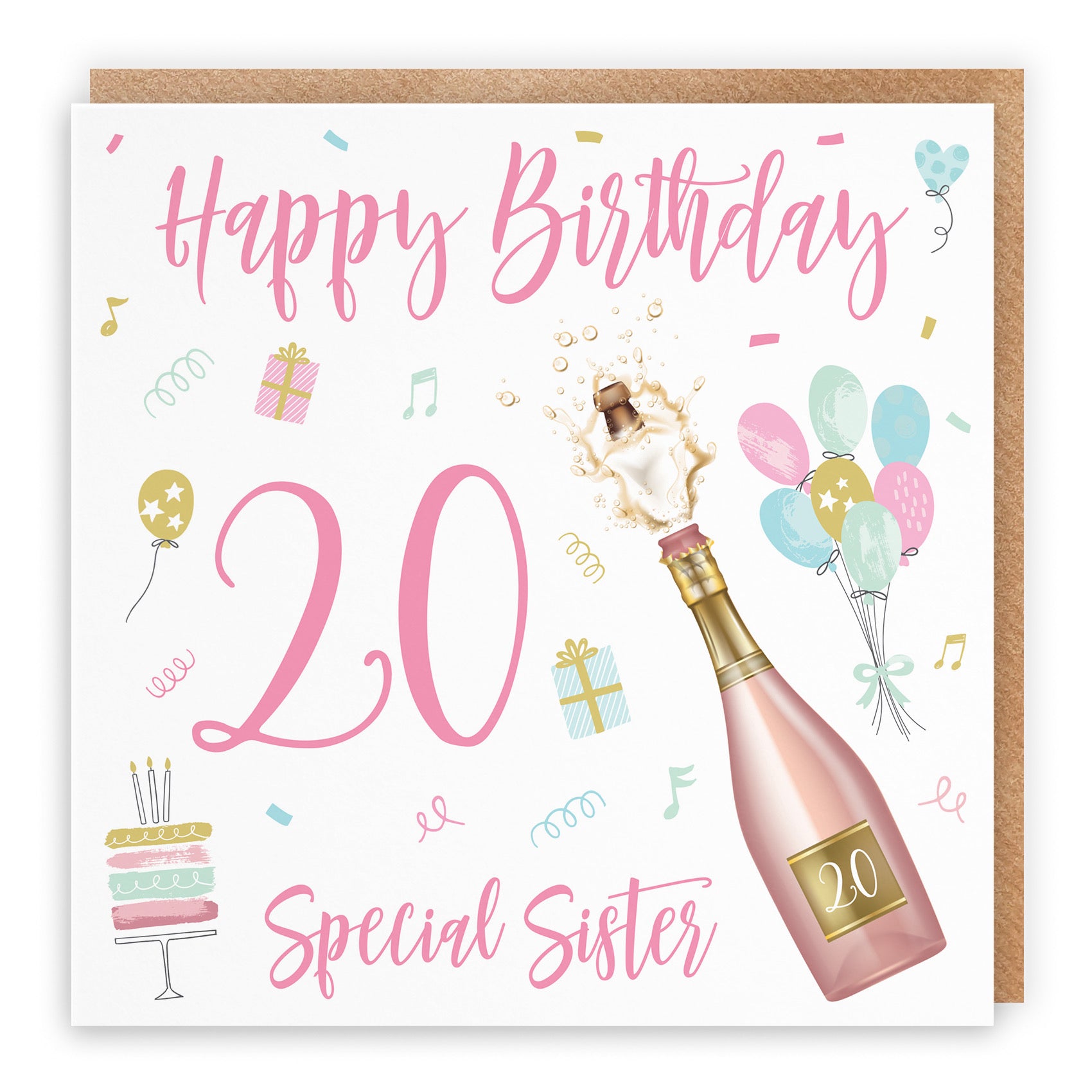 Large Sister 20th Birthday Card Champagne - Default Title (B0BPT2XJ6Q)