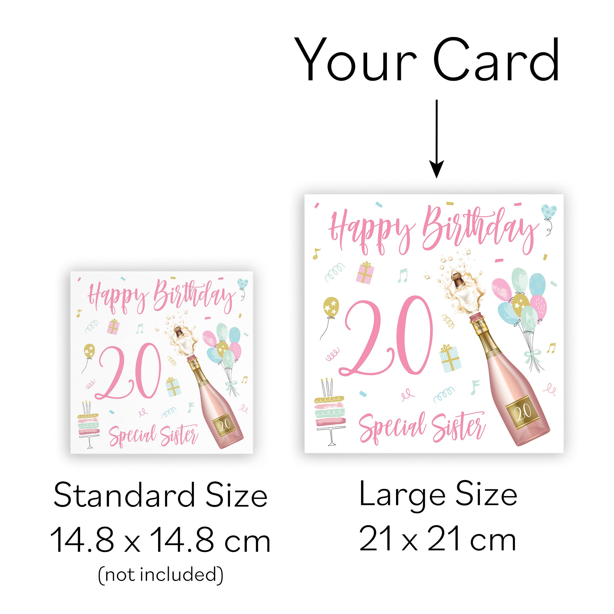 Large Sister 20th Birthday Card Champagne - Default Title (B0BPT2XJ6Q)