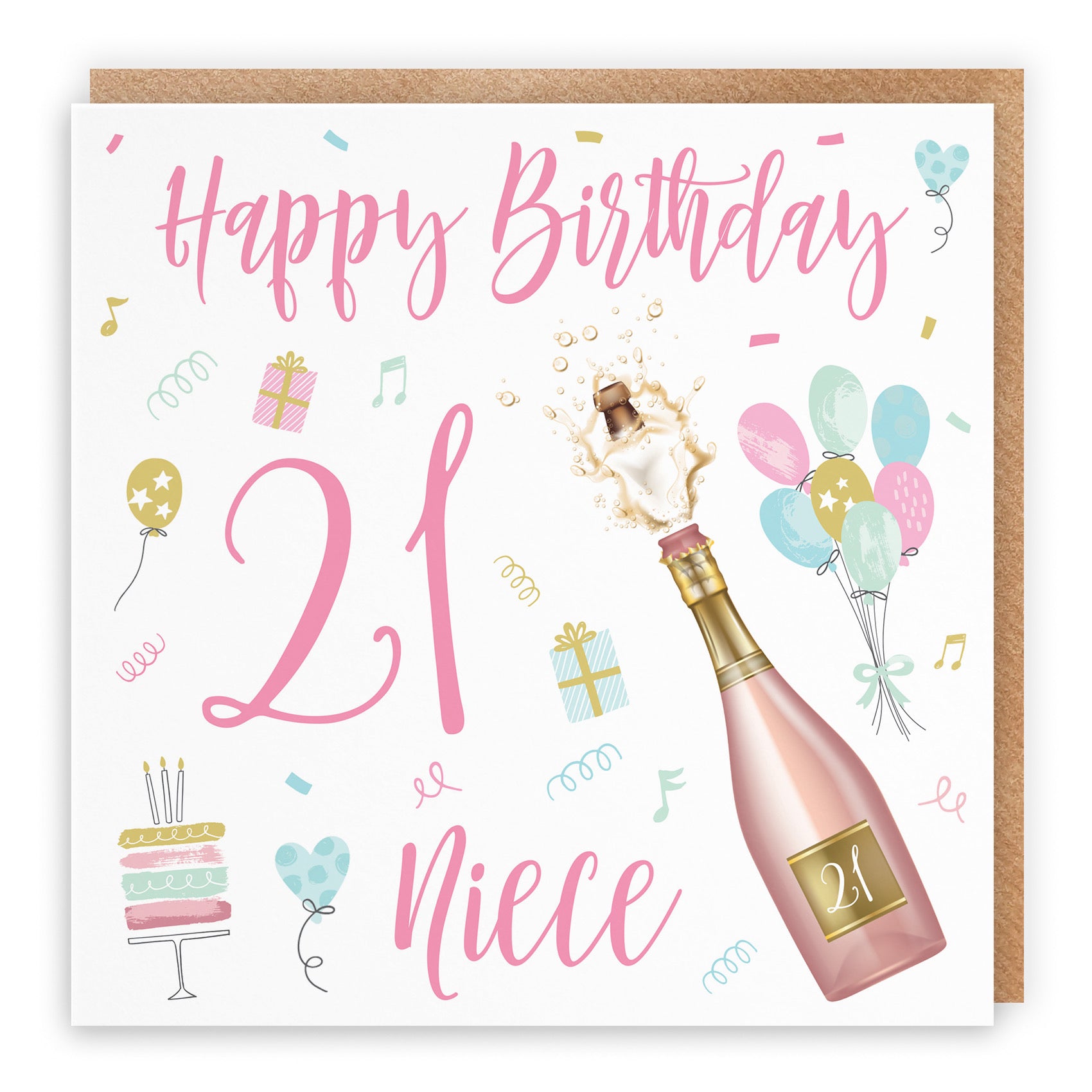 Large Niece 21st Birthday Card Champagne - Default Title (B0BPT35LY6)