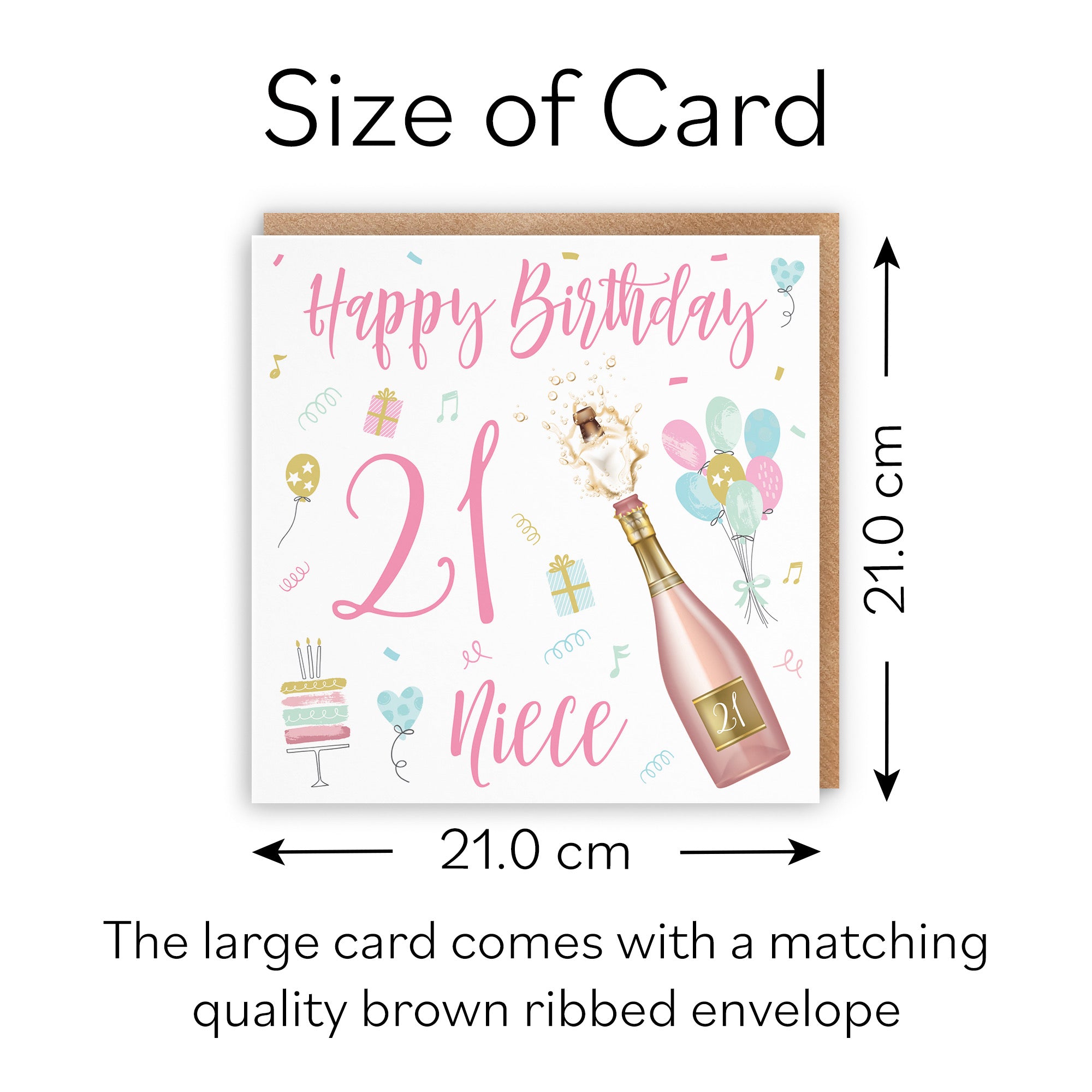 Large Niece 21st Birthday Card Champagne - Default Title (B0BPT35LY6)