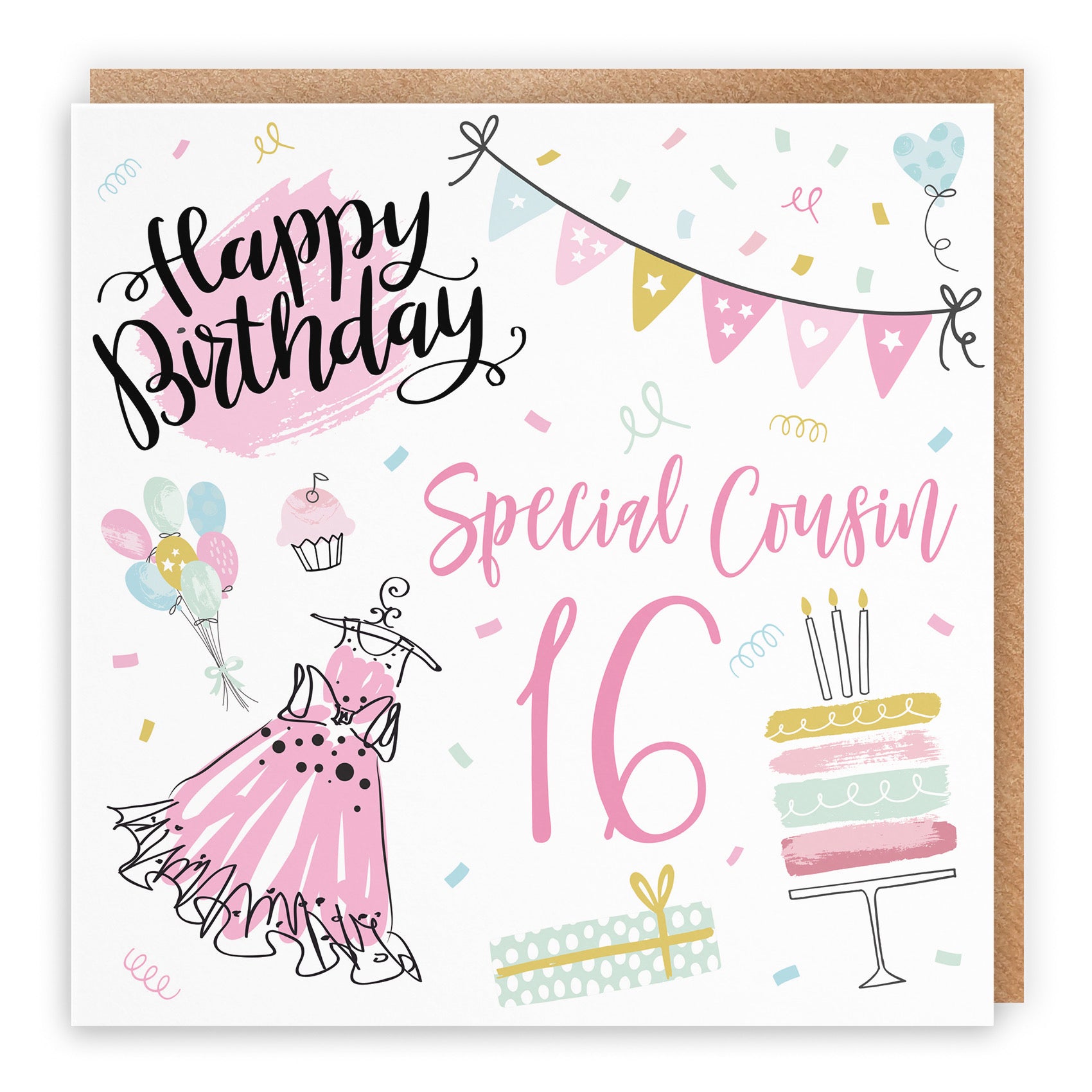Large Cousin 16th Female Birthday Card Party - Default Title (B0BPT3S651)