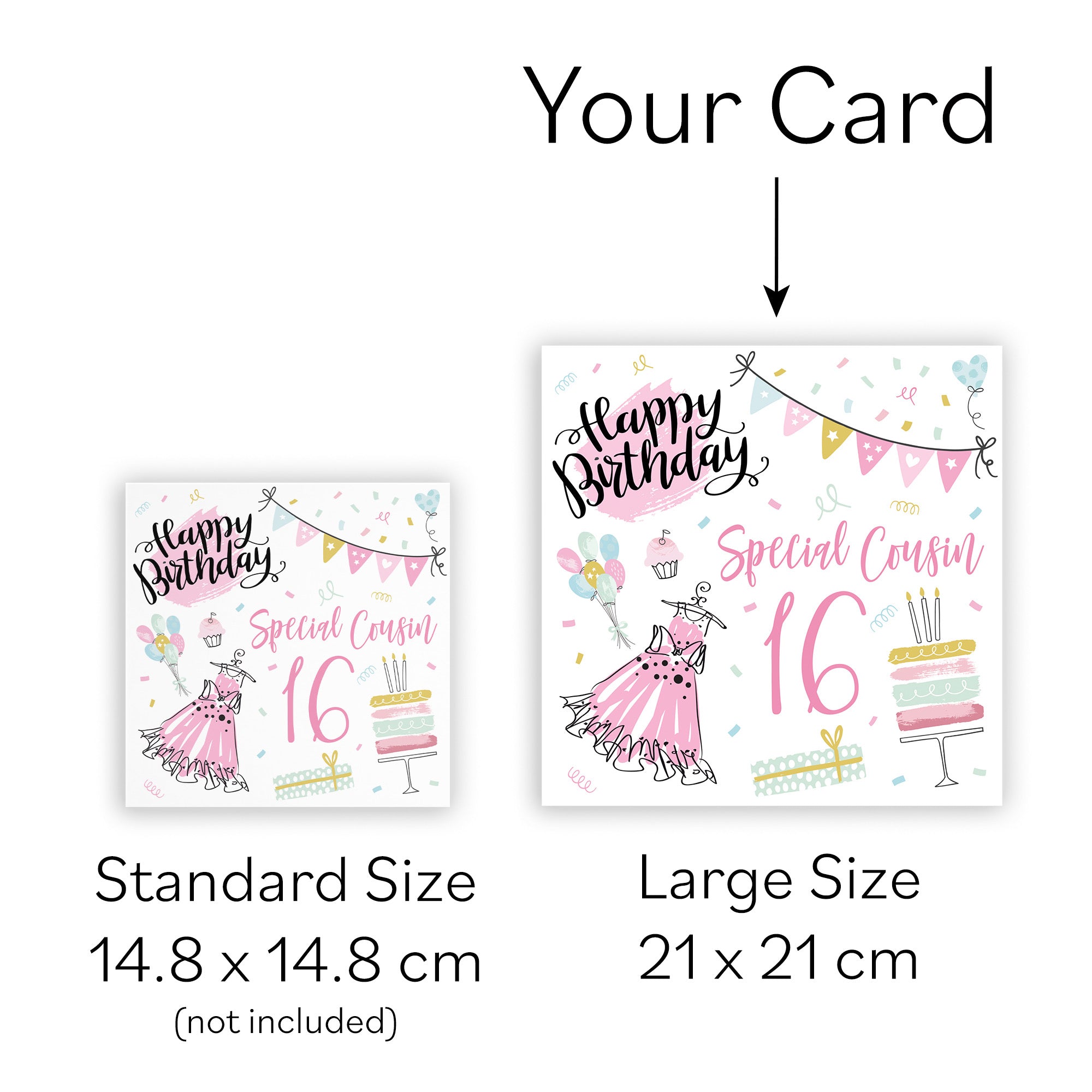 Large Cousin 16th Female Birthday Card Party - Default Title (B0BPT3S651)