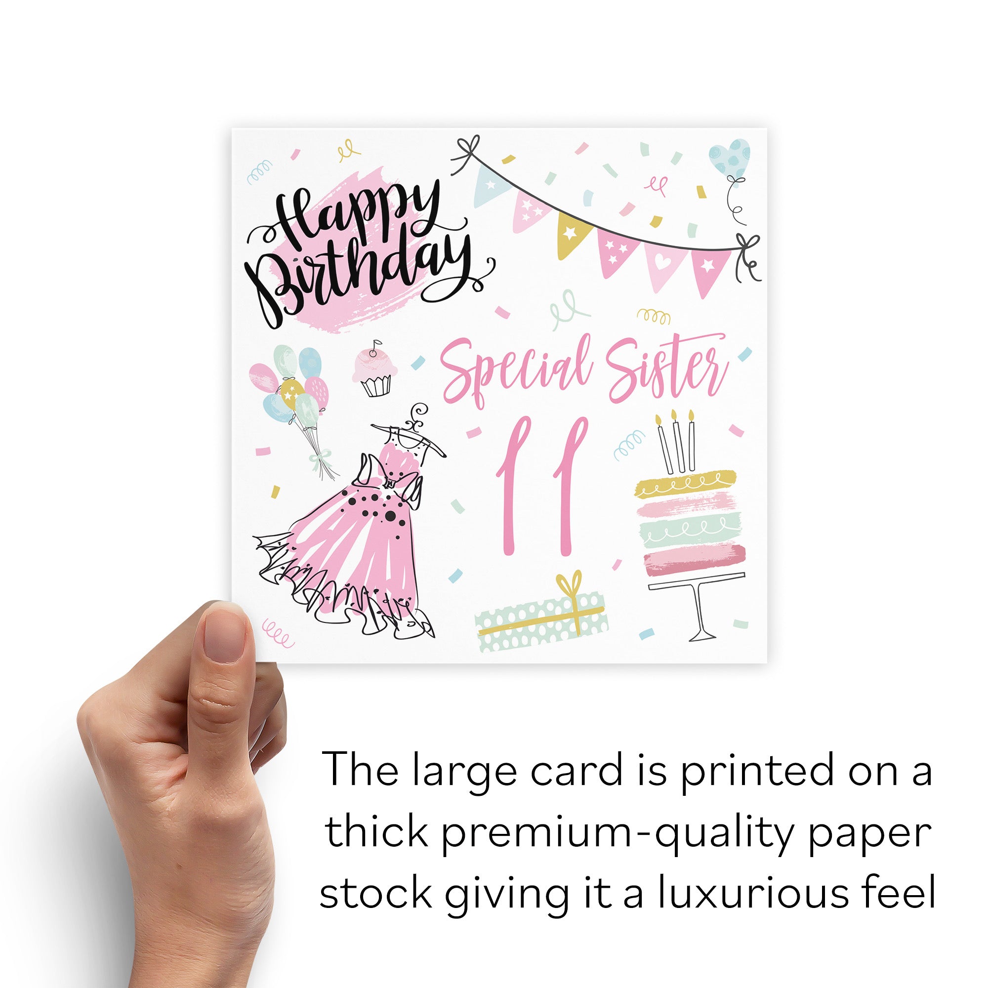 Large Sister 11th Birthday Card Party - Default Title (B0BPT469ZF)