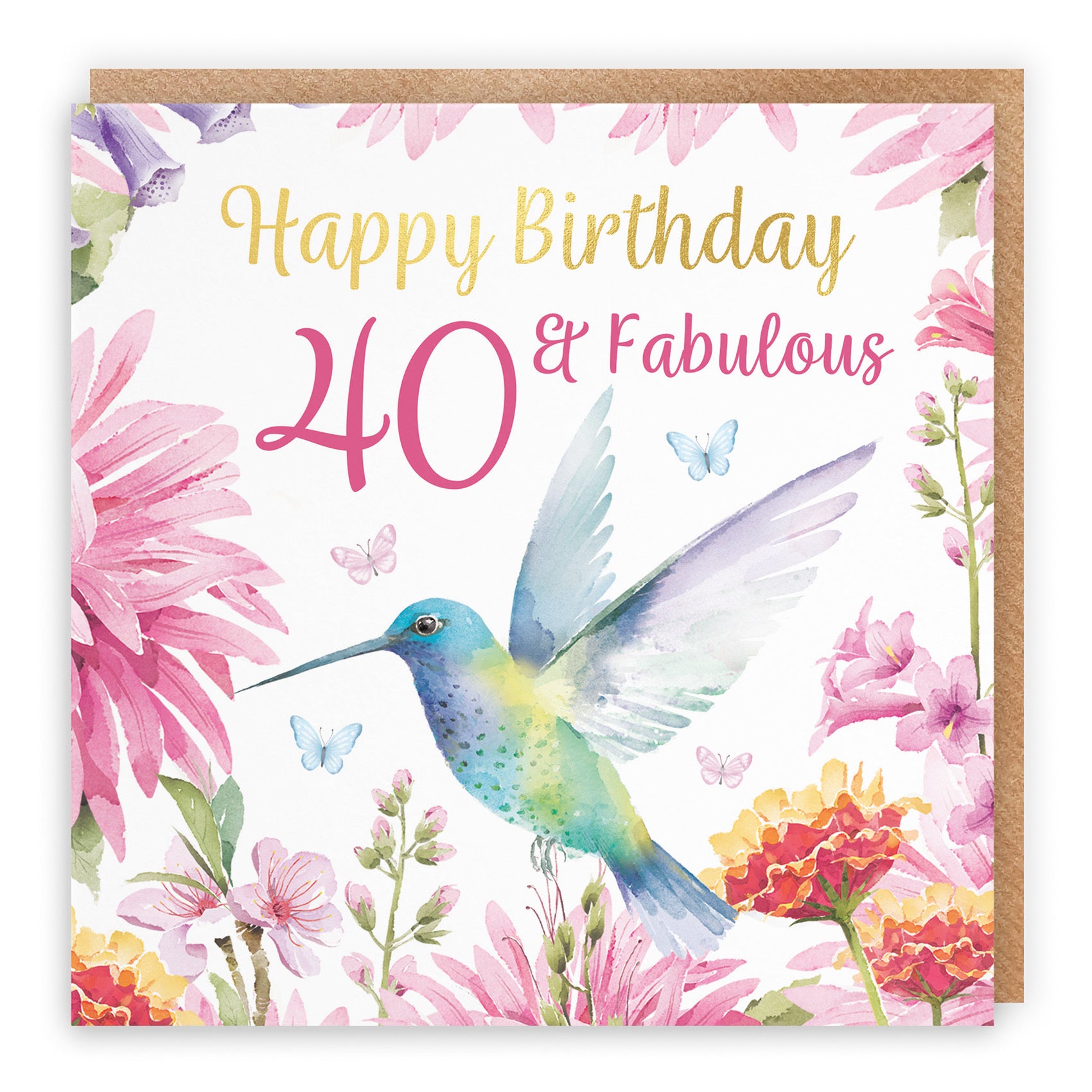 40th Birthday Card Hummingbird Gold Foil Milo's Gallery - Default Title (B0BYLYTFYK)