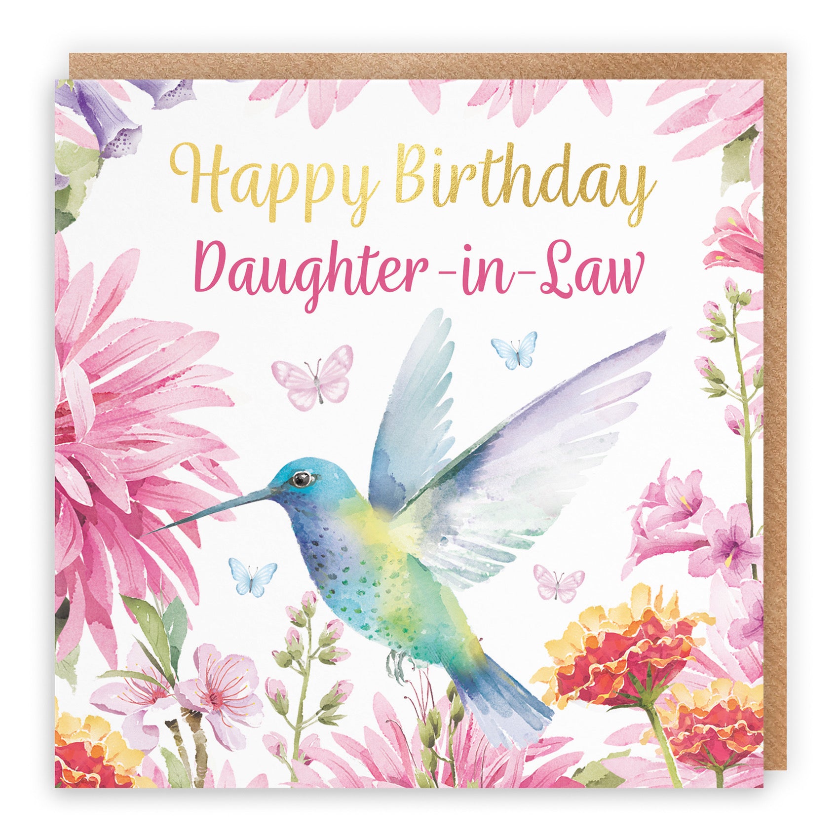 Daughter-in-Law Birthday Card Hummingbird Gold Foil Milo's Gallery - Default Title (B0BYM62S37)