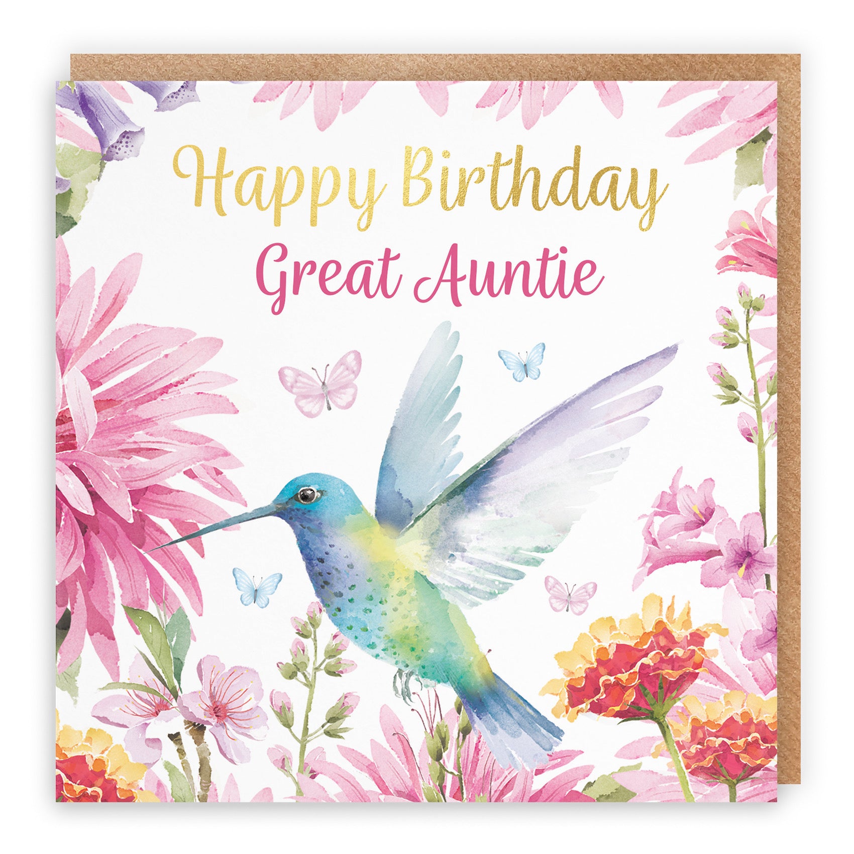 Great Auntie Birthday Card Hummingbird Gold Foil Milo's Gallery - Default Title (B0BYM9SSKH)