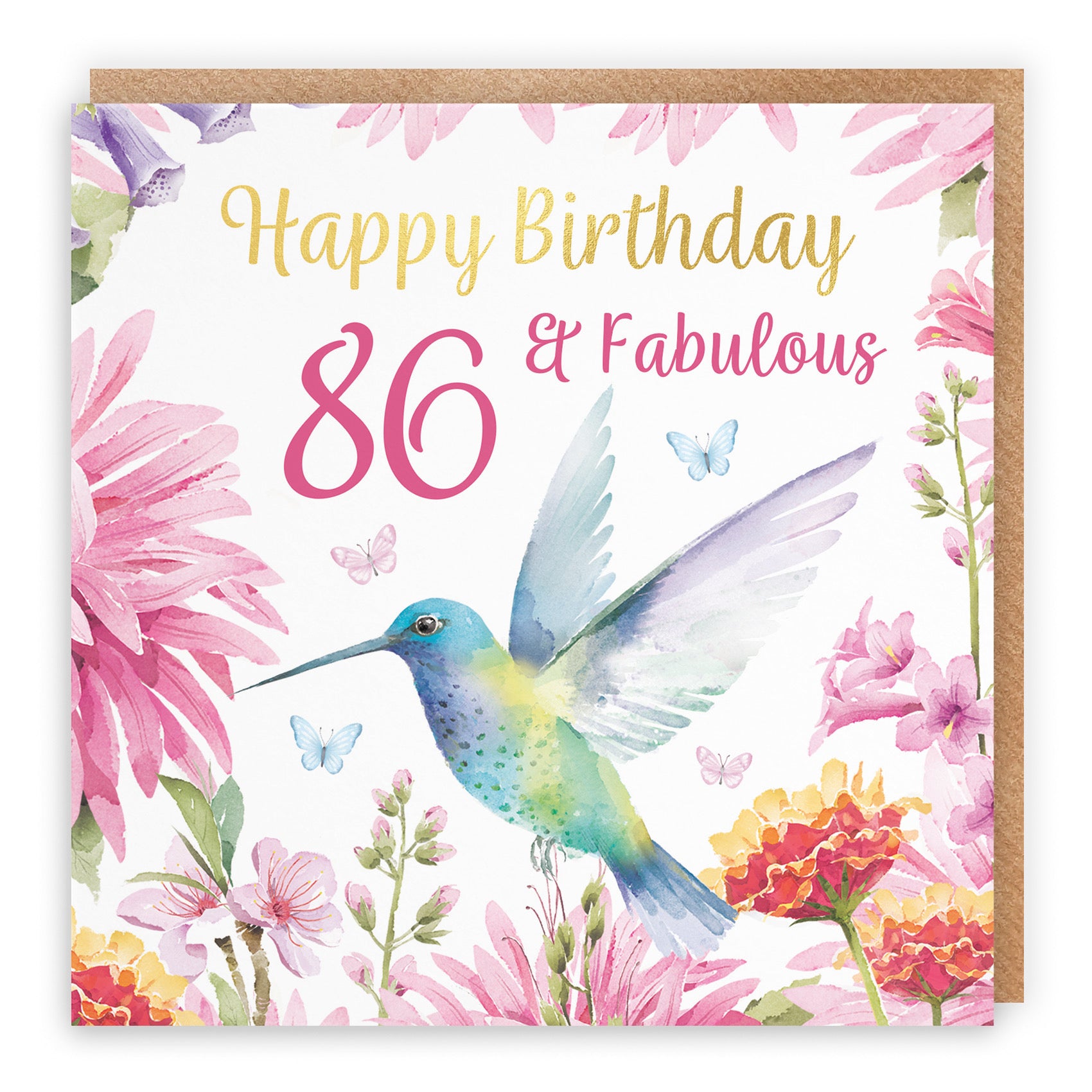 86th Birthday Card Hummingbird Gold Foil Milo's Gallery - Default Title (B0BYMMRY6H)