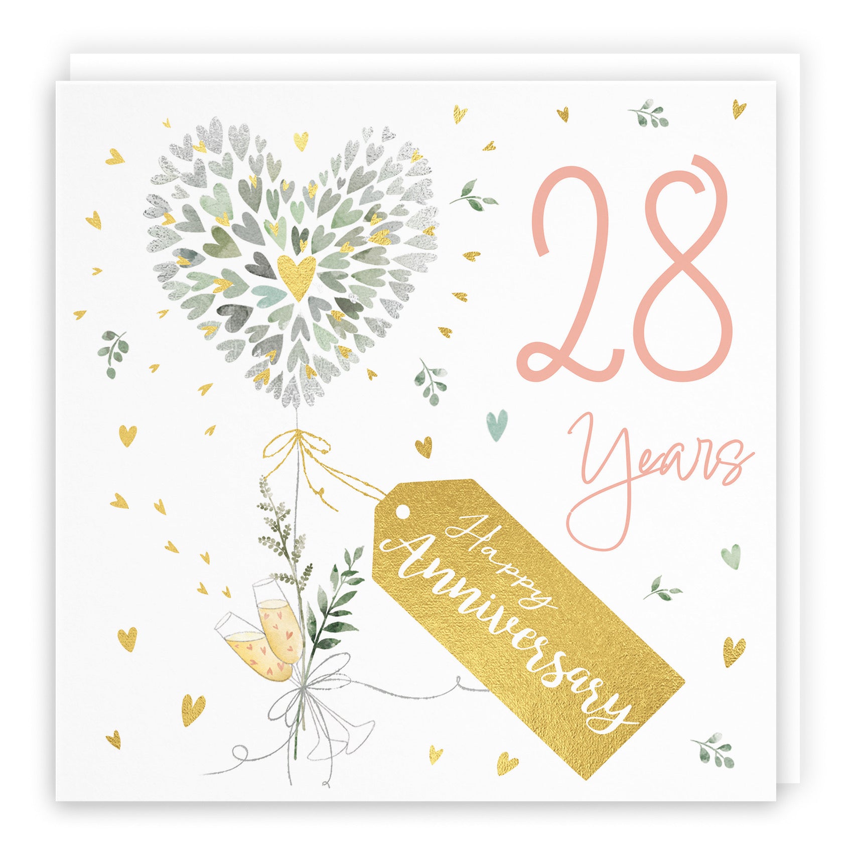 28th Anniversary Card Contemporary Hearts Milo's Gallery - Default Title (B0CKJ47WDN)