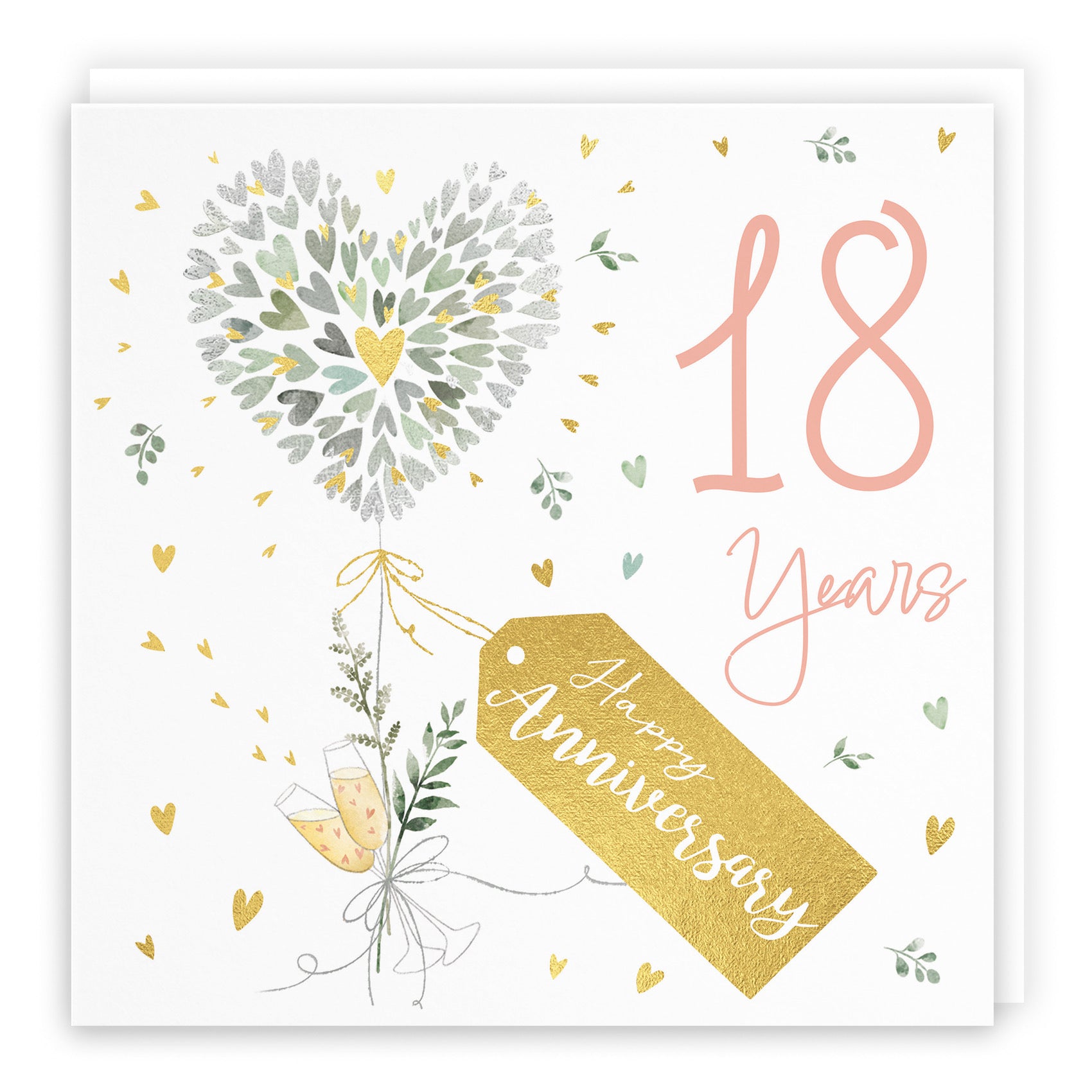 18th Anniversary Card Contemporary Hearts Milo's Gallery - Default Title (B0CKJ5P529)