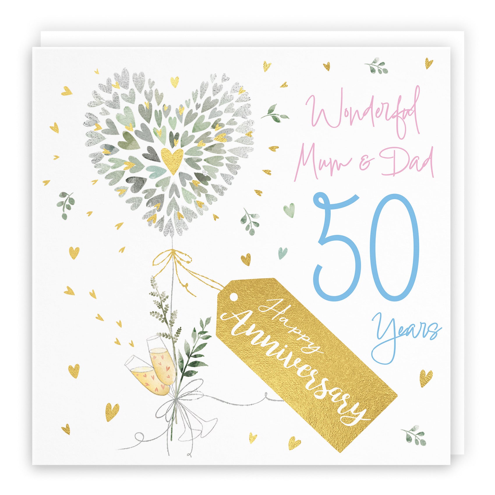Mum And Dad 50th Anniversary Card Contemporary Hearts Milo's Gallery - Default Title (B0CKJ5R791)