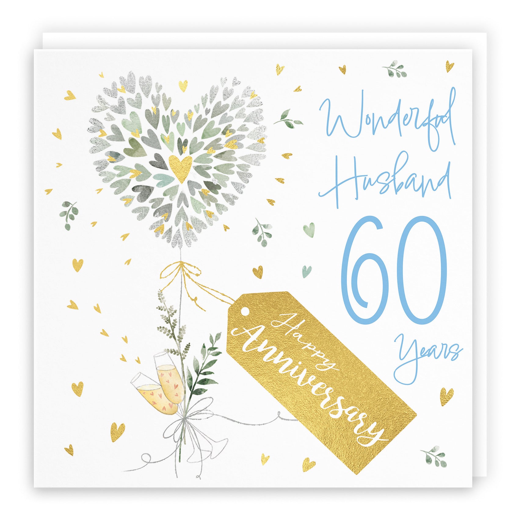 Husband 60th Anniversary Card Contemporary Hearts Milo's Gallery - Default Title (B0CKJ6MZ6M)