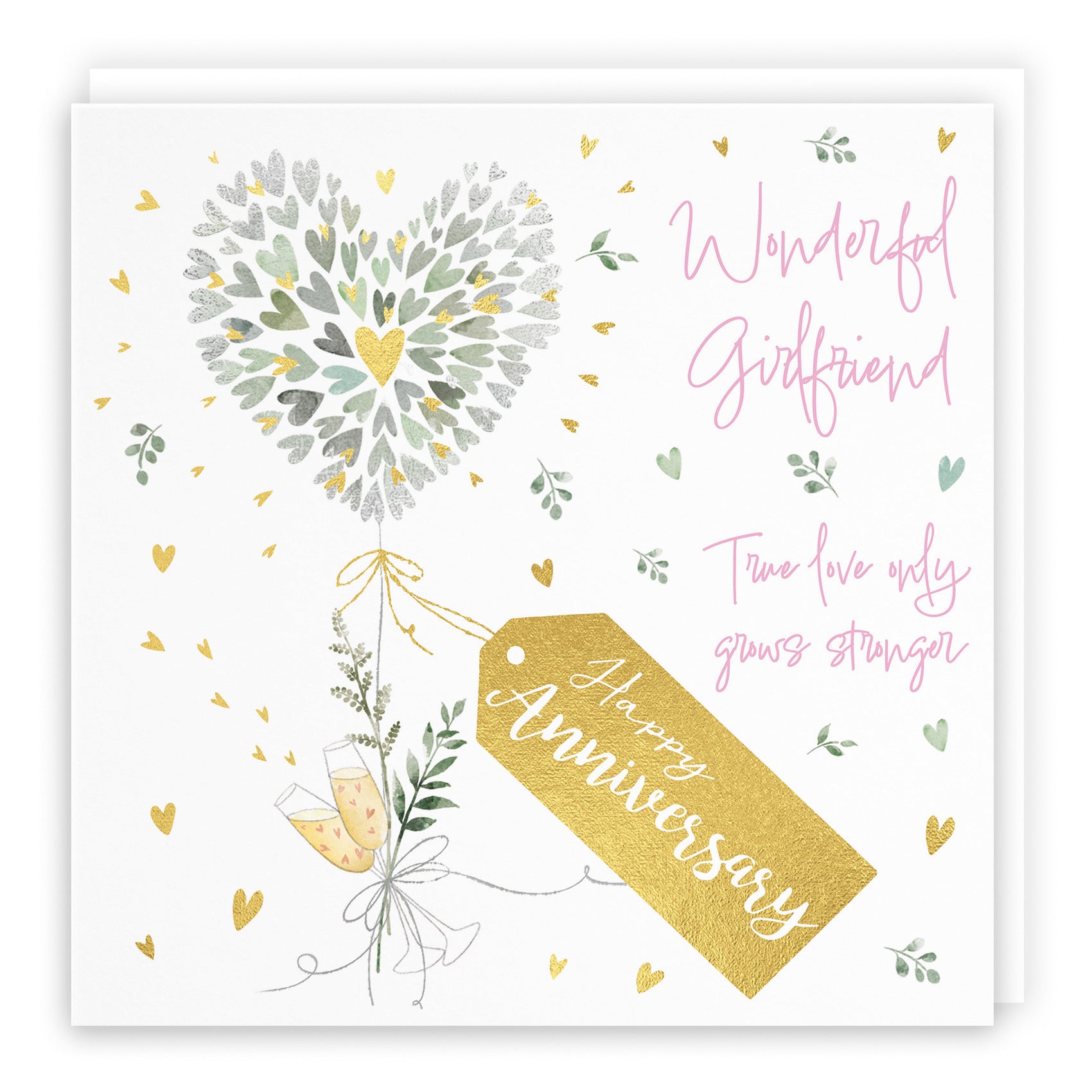 Girlfriend Anniversary Card Contemporary Hearts Milo's Gallery - Default Title (B0CKJ6YTHJ)