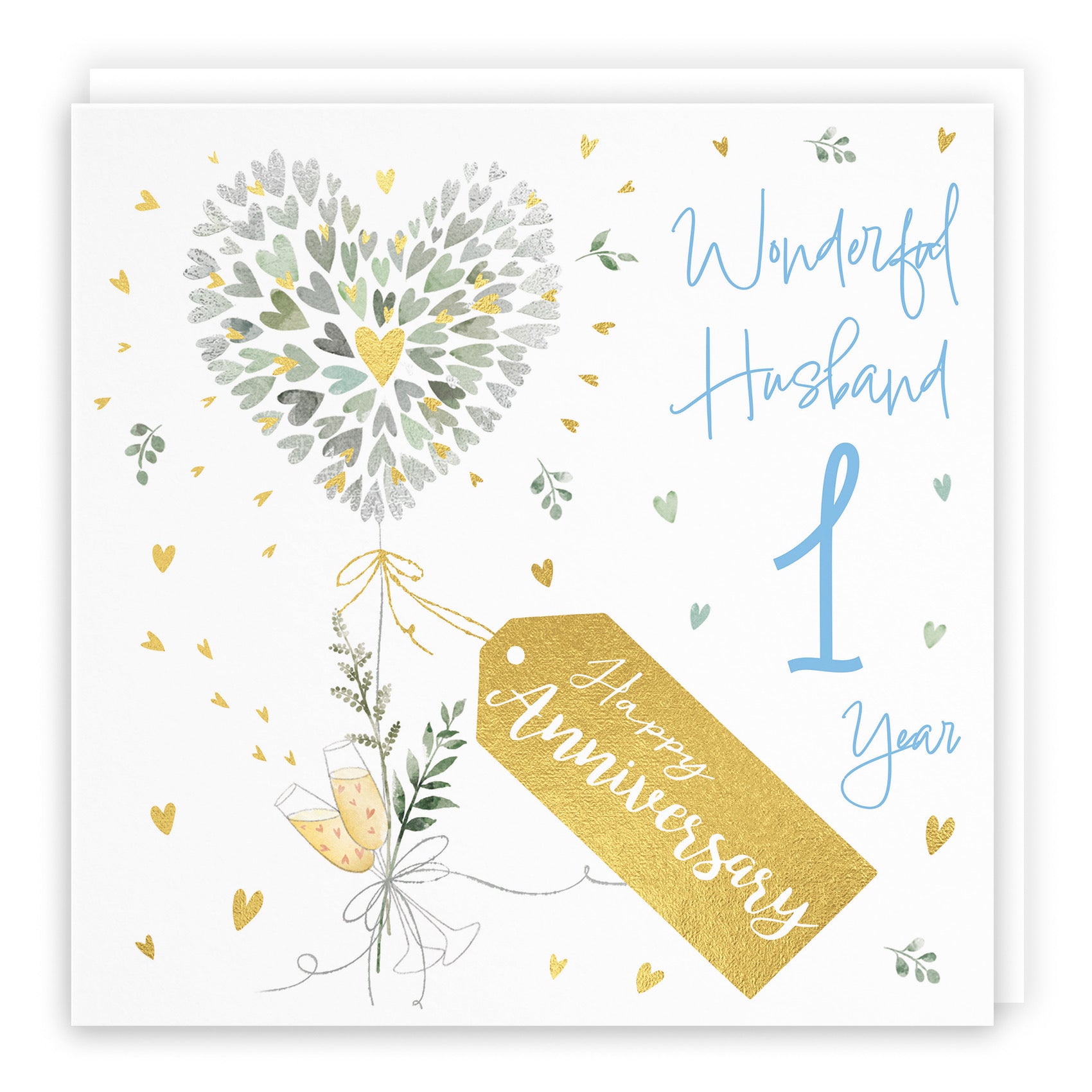 Husband 1st Anniversary Card Contemporary Hearts Milo's Gallery - Default Title (B0CKJ7DS4P)