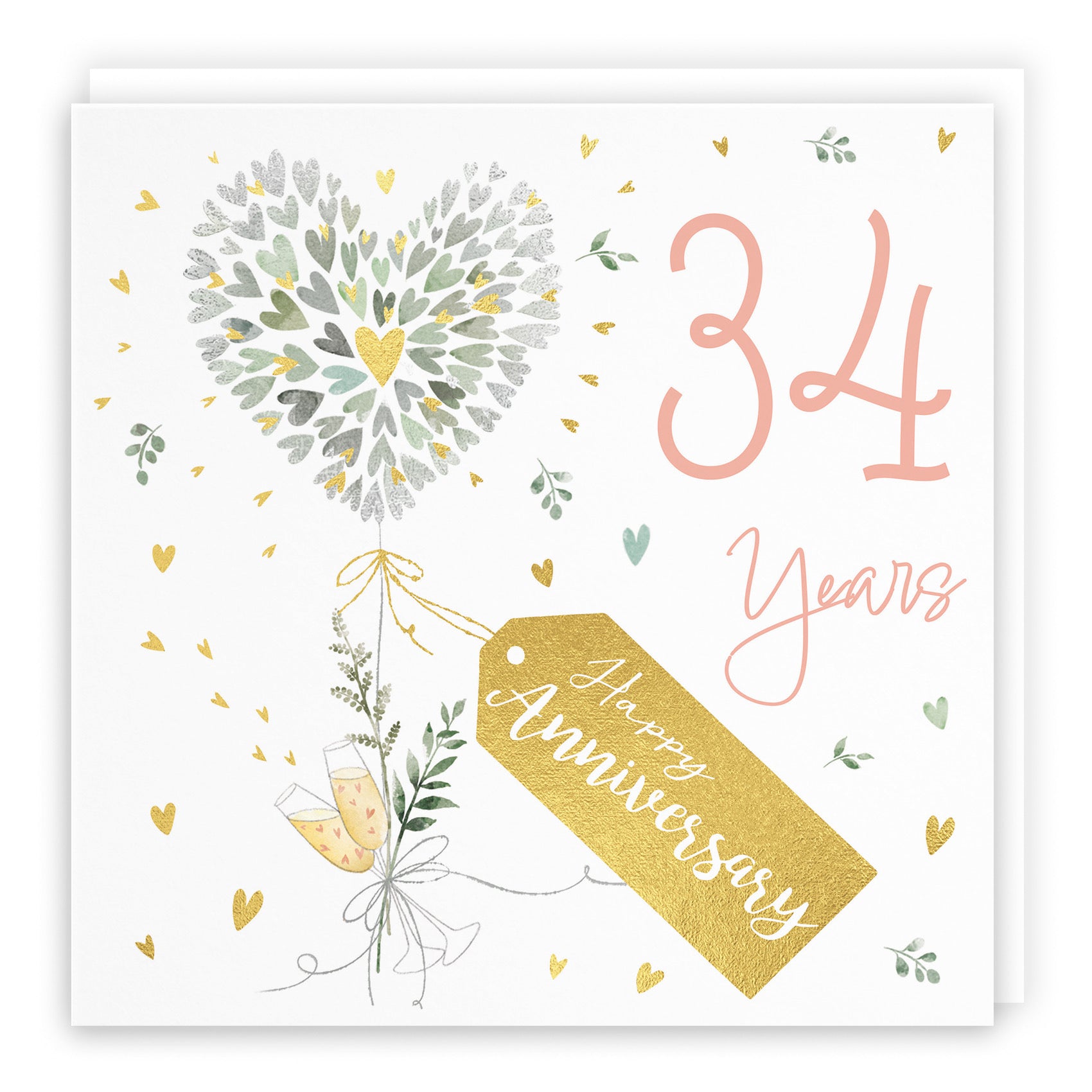 34th Anniversary Card Contemporary Hearts Milo's Gallery - Default Title (B0CKJ7TZYM)