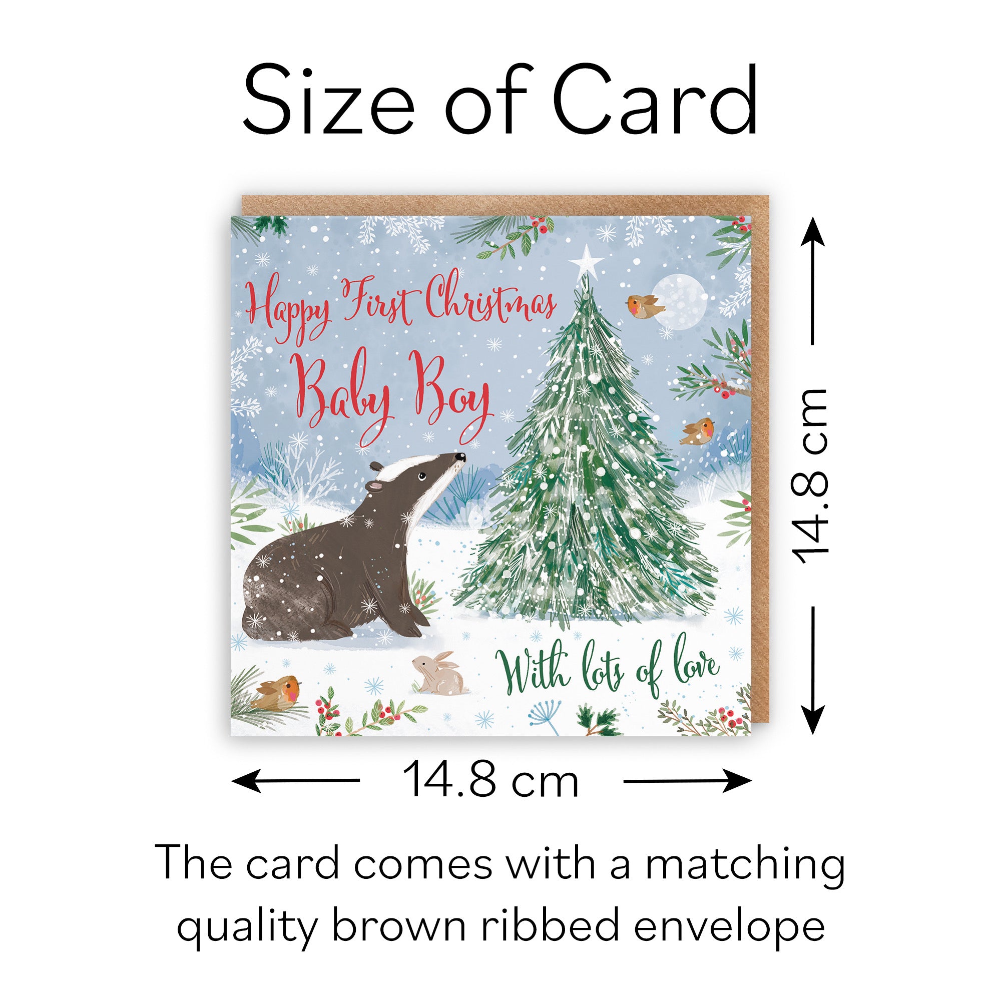 Cute Badger Baby Boy's 1st Christmas Card Nature's Treasures - Default Title (B0CMJ521YX)