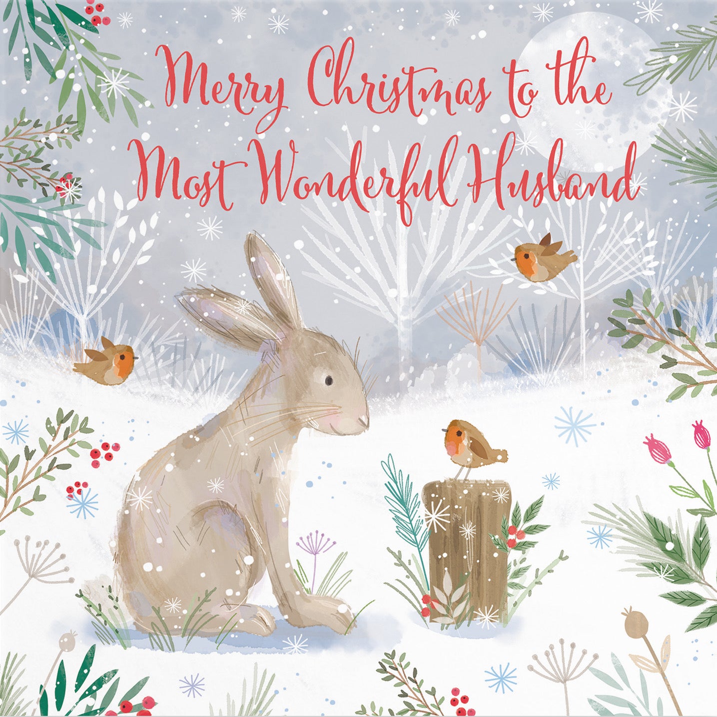 Husband Cute Hare Christmas Card Nature's Treasures - Default Title (B0CMJ5NRN9)