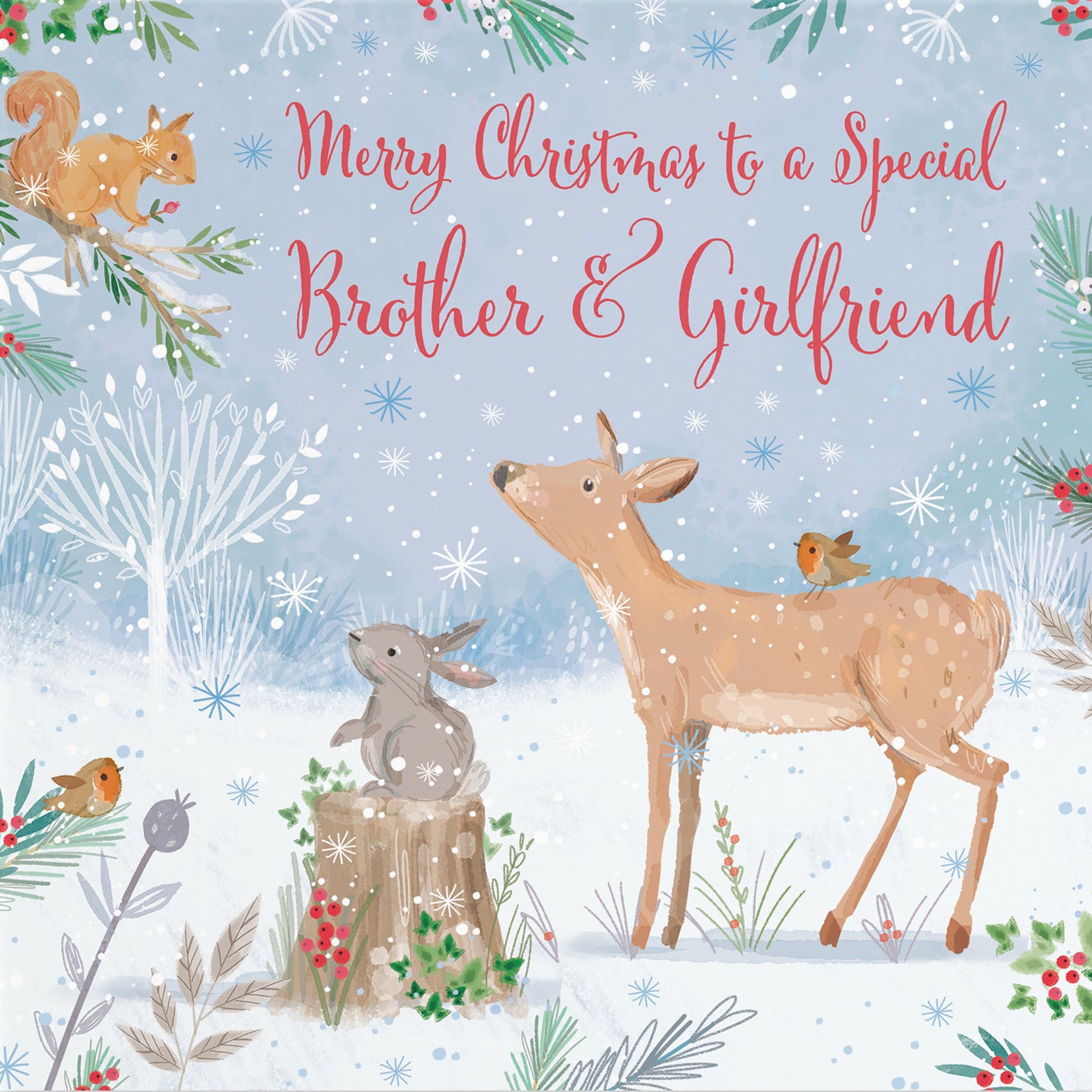 Cute Deer Brother And Girlfriend Christmas Card Nature's Treasures - Default Title (B0CMJ6C2T7)