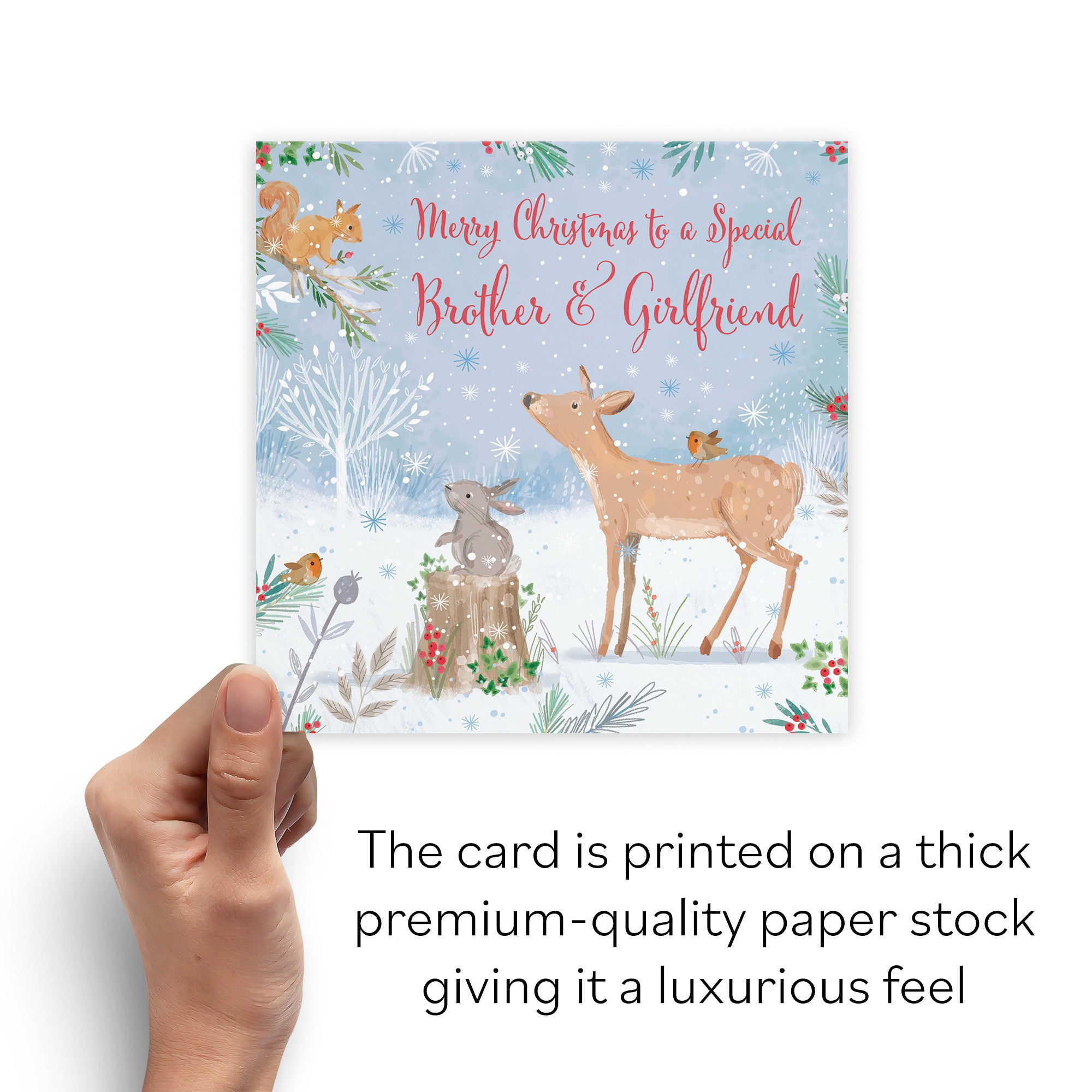 Cute Deer Brother And Girlfriend Christmas Card Nature's Treasures - Default Title (B0CMJ6C2T7)